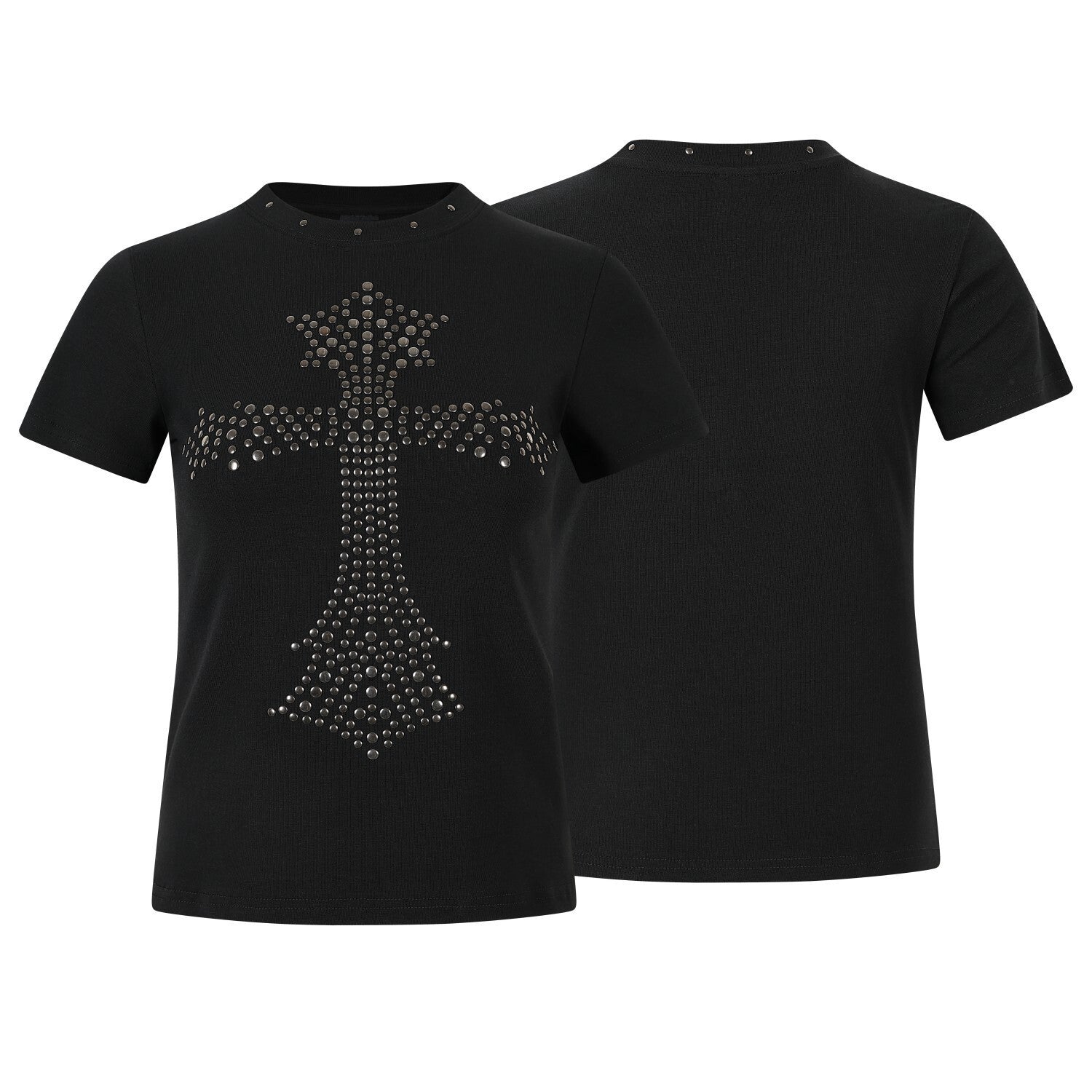 Cross Studs Detail Short Sleeve T-Shirt