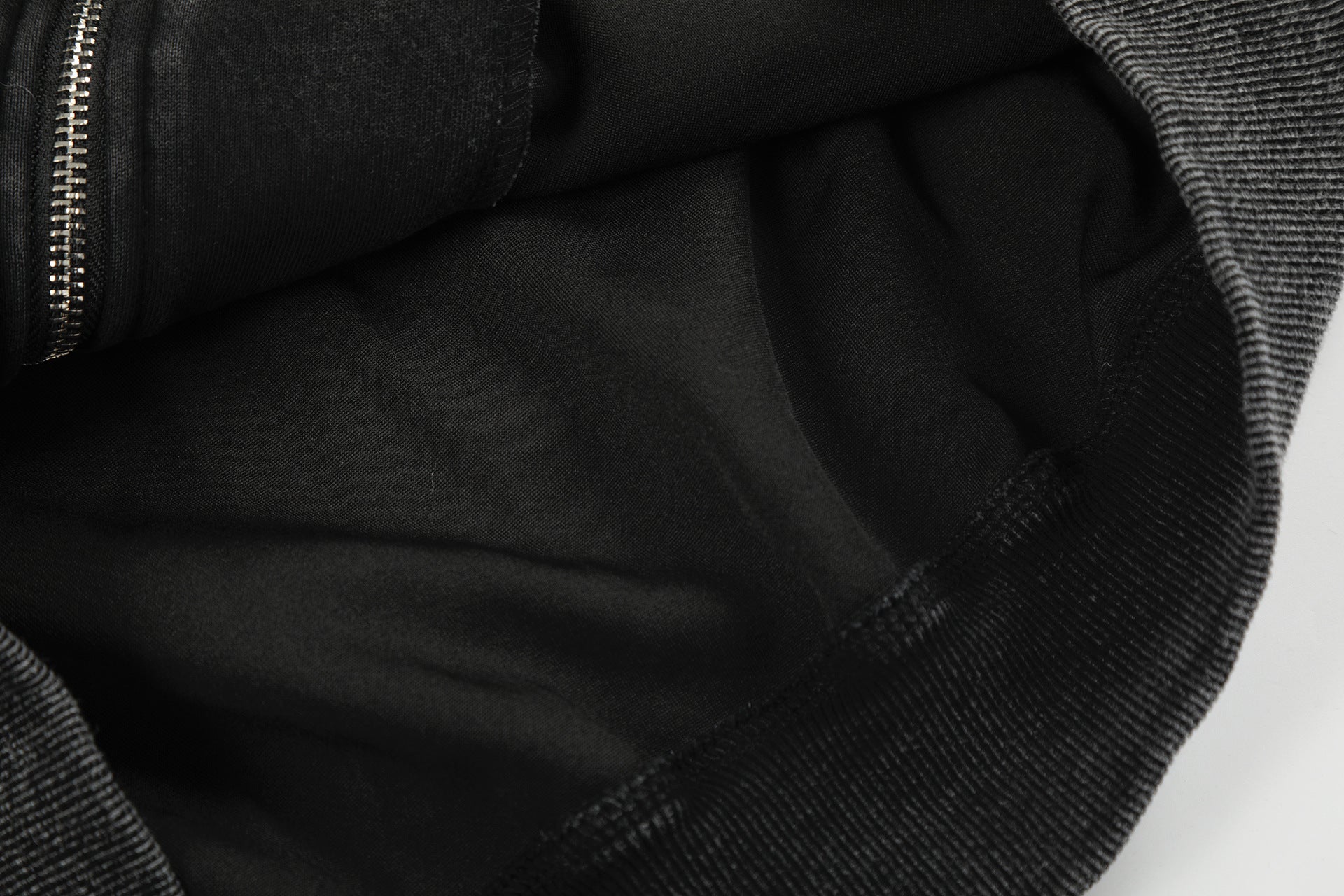 Washed Patch Logo Print Zipper Hoodie
