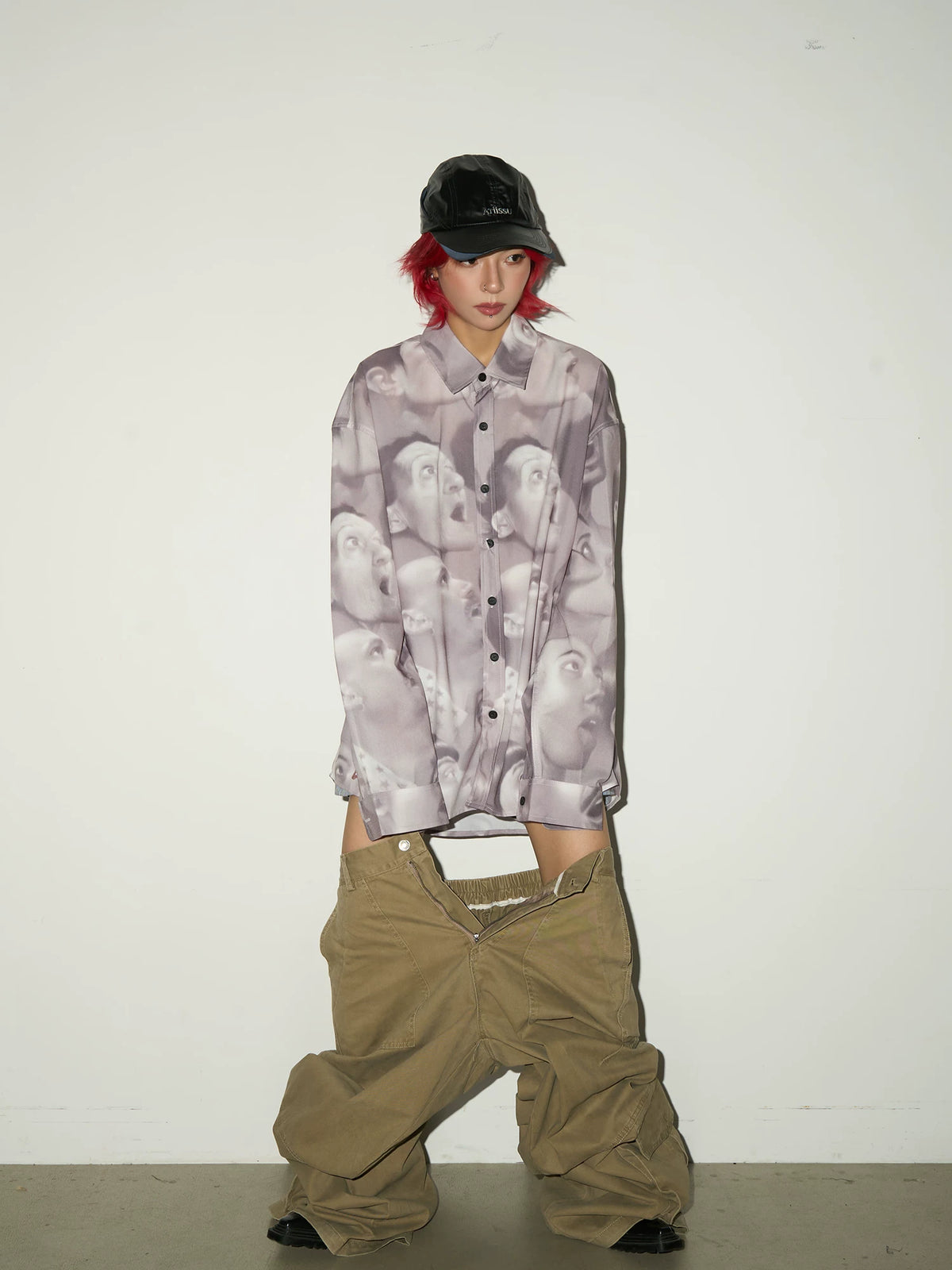 Fake Layered Hooded Jacket & Multi Pocket Cargo Pants Setup