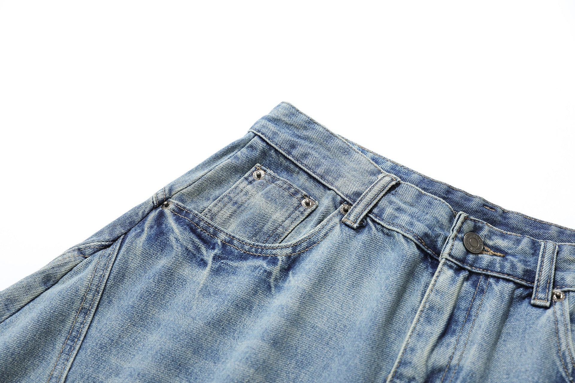 Washed Curved Denim Jort