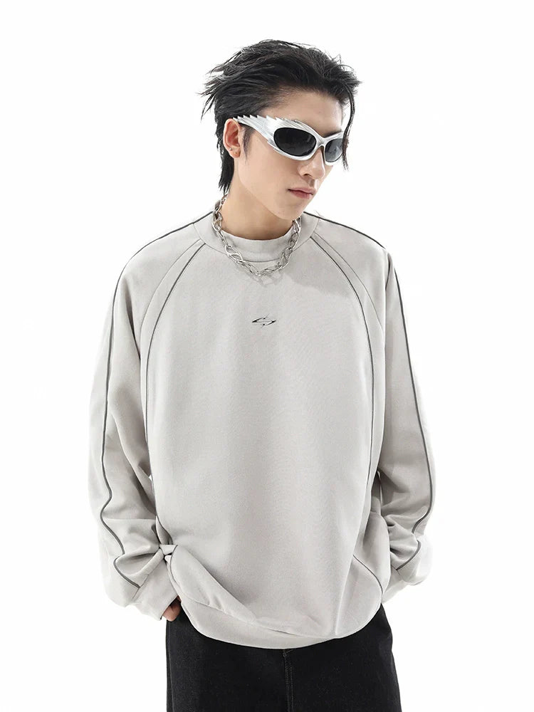 Reflective Suede Oversize Pullover Sweatshirt