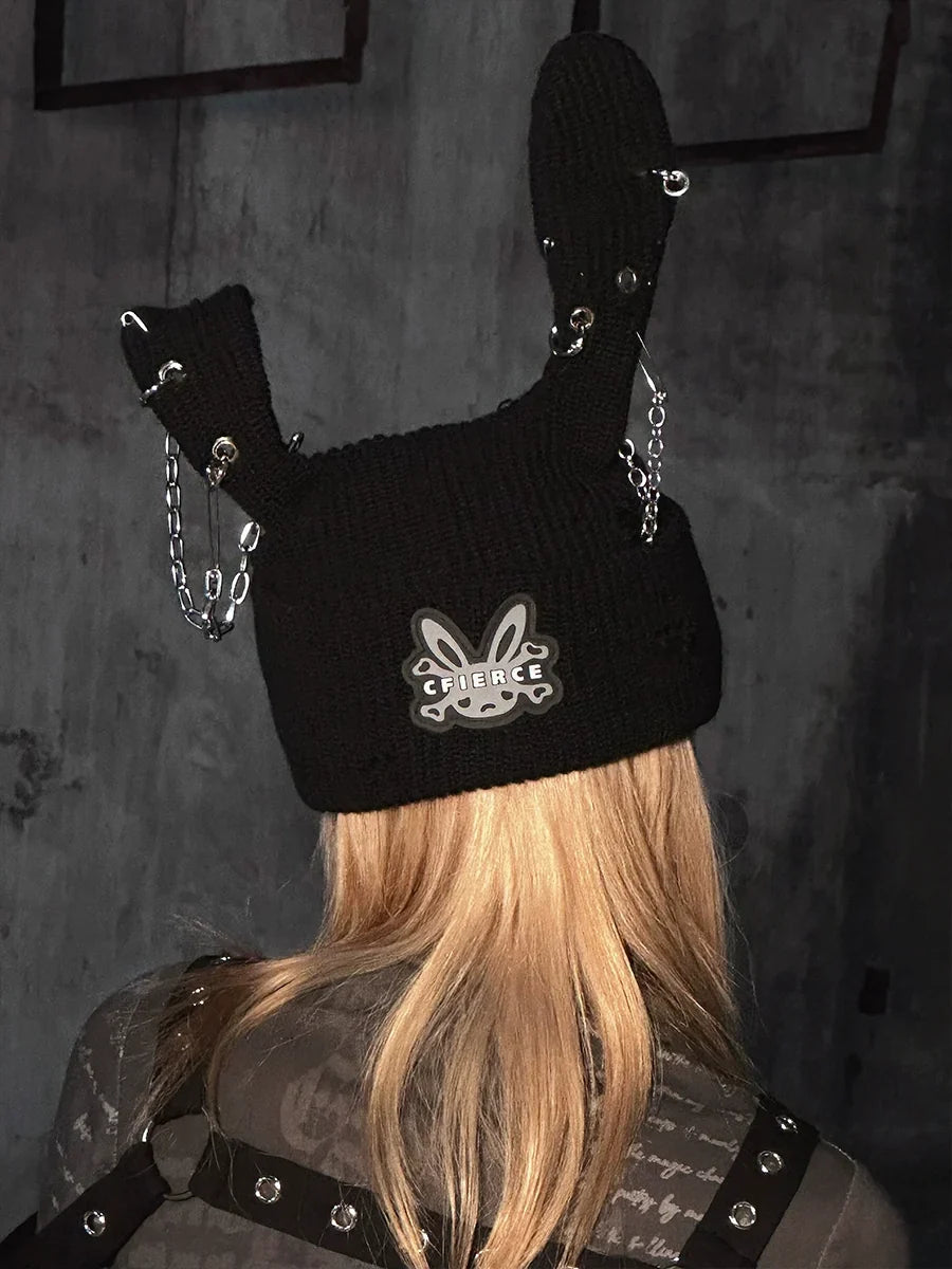 Rabbit Ribbed Knit Hat
