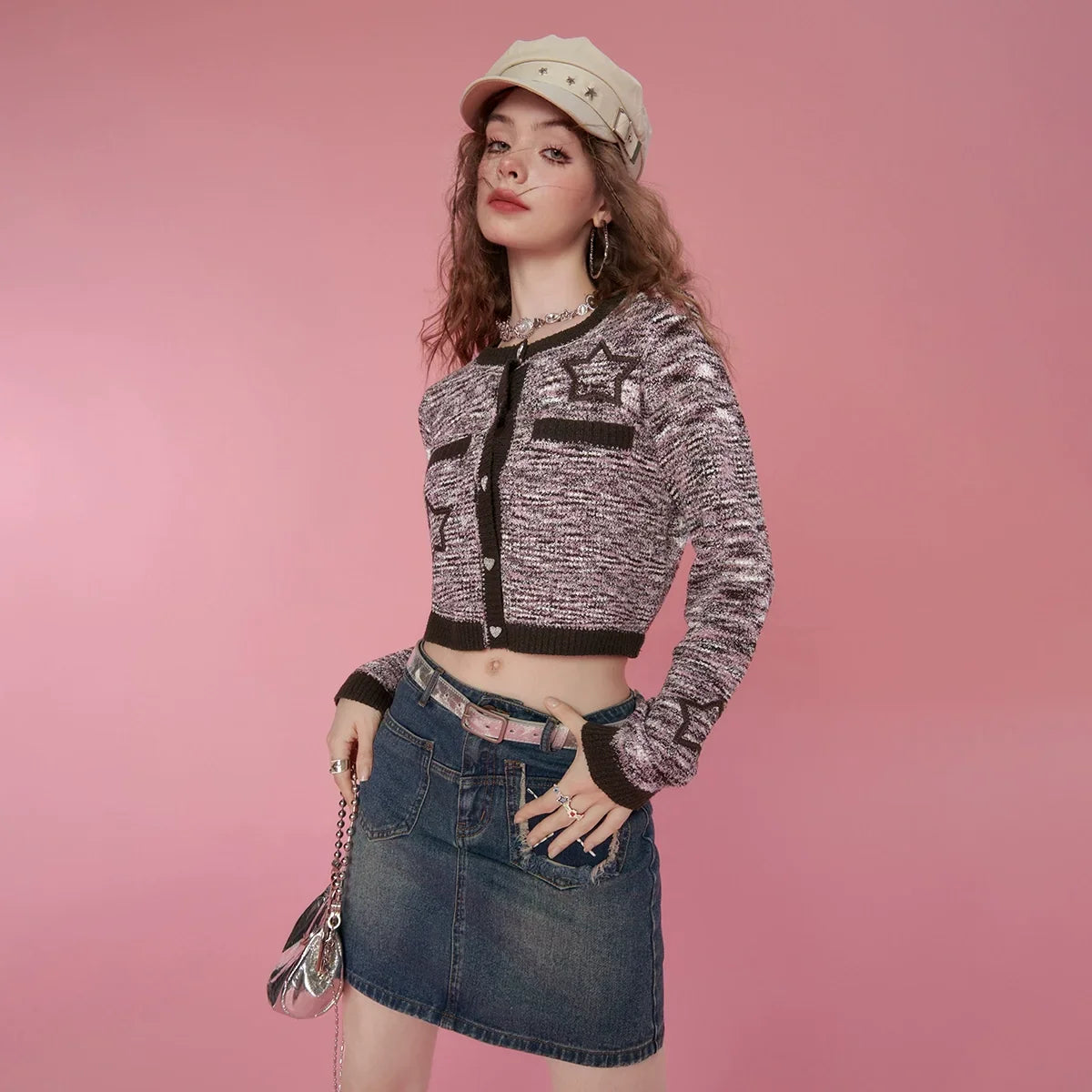 Cropped Knit Cardigan