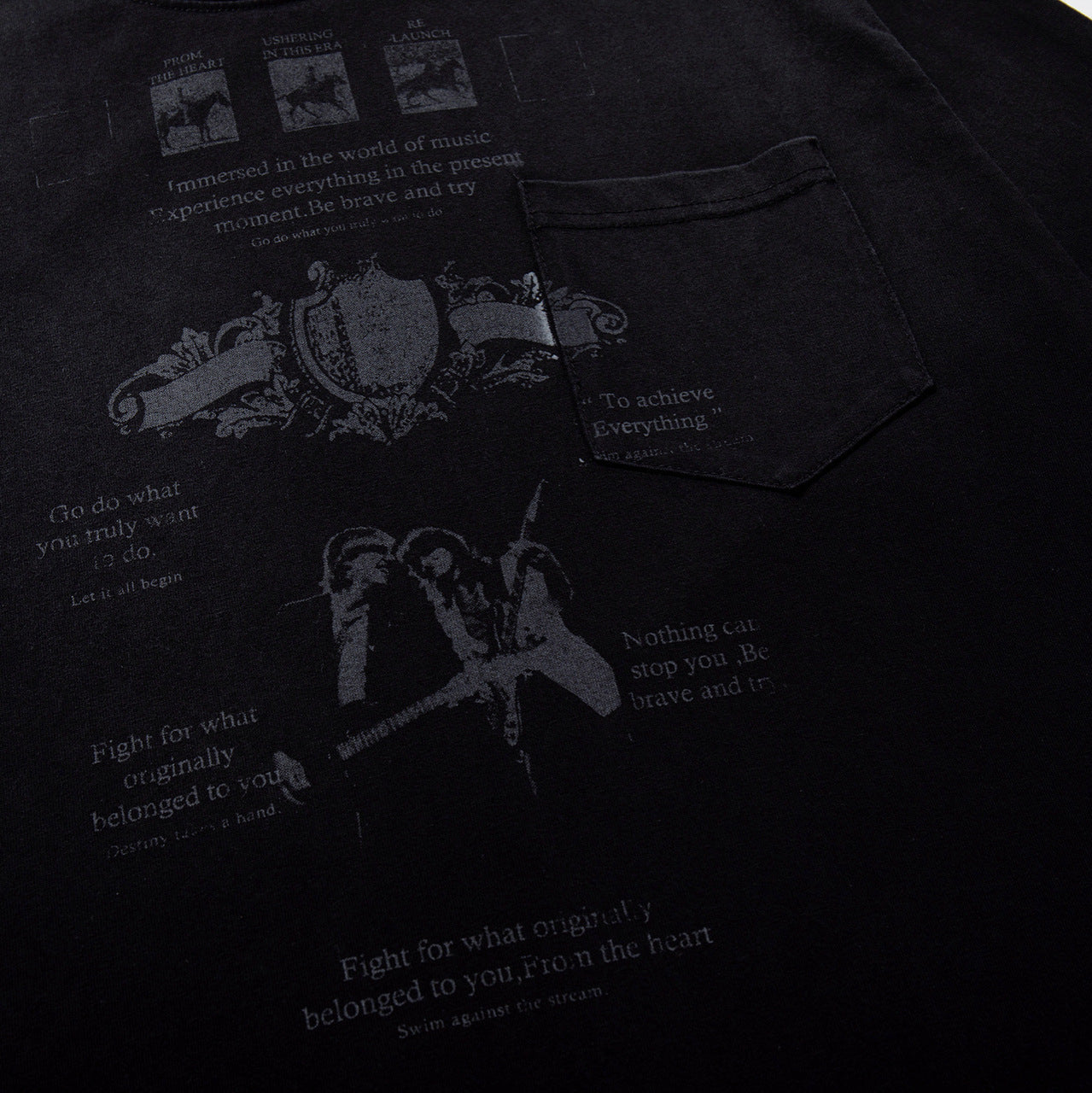 Graphic Print Pocket Design Short Sleeve T-Shirt
