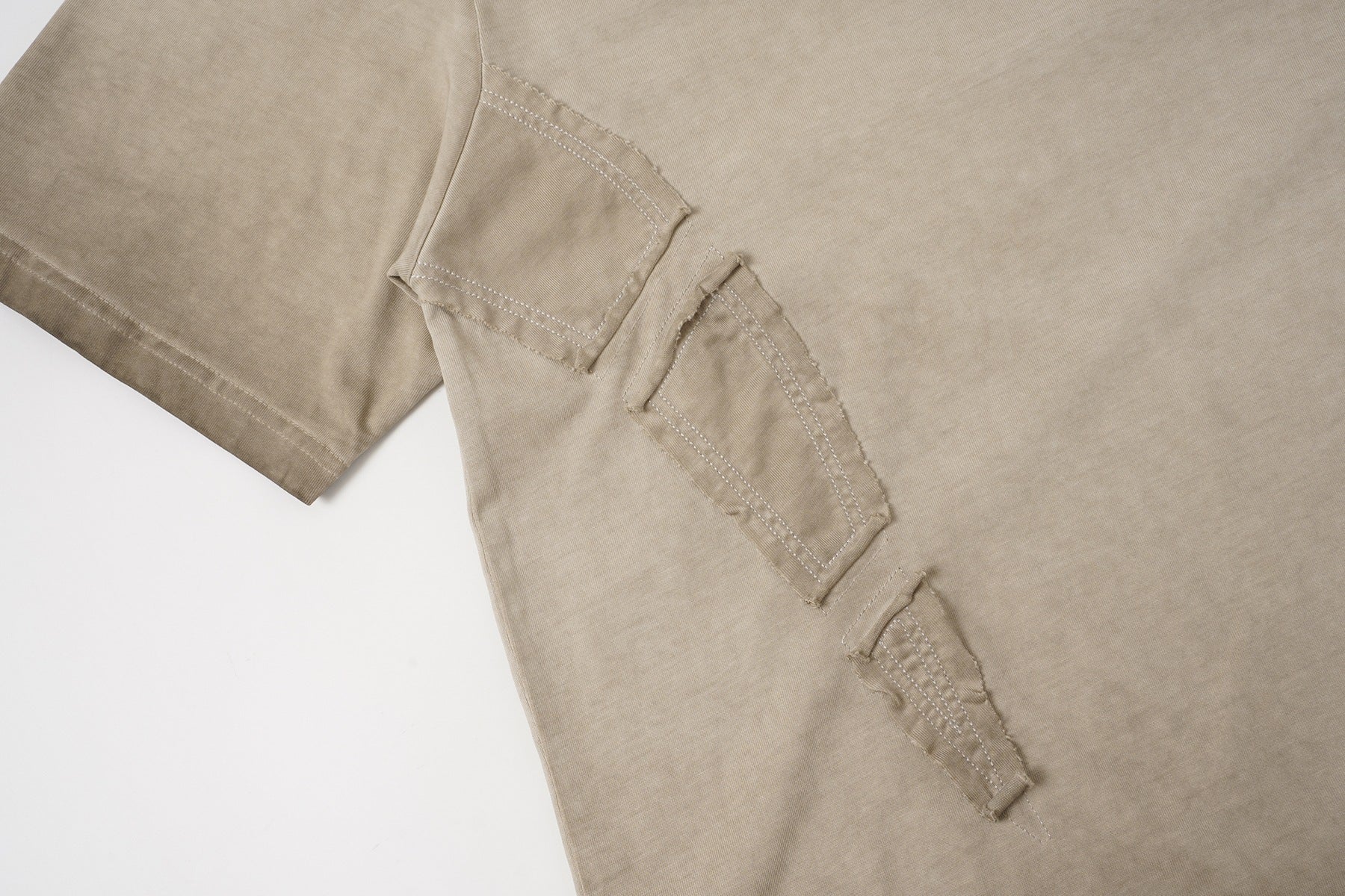 Utility Patchwork Washed Damage Short Sleeve T-Shirt