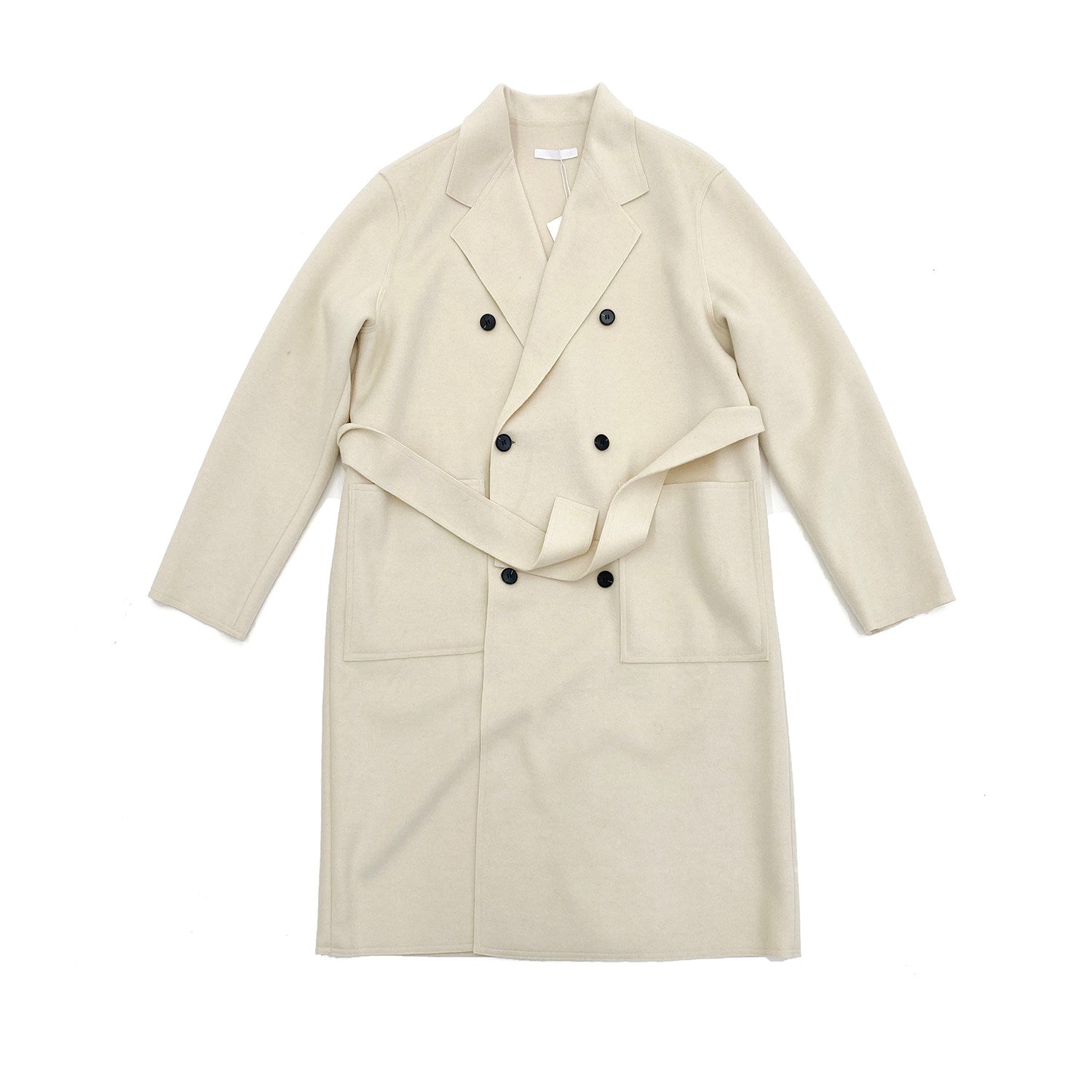 Double Breasted Belted Long Length Coat