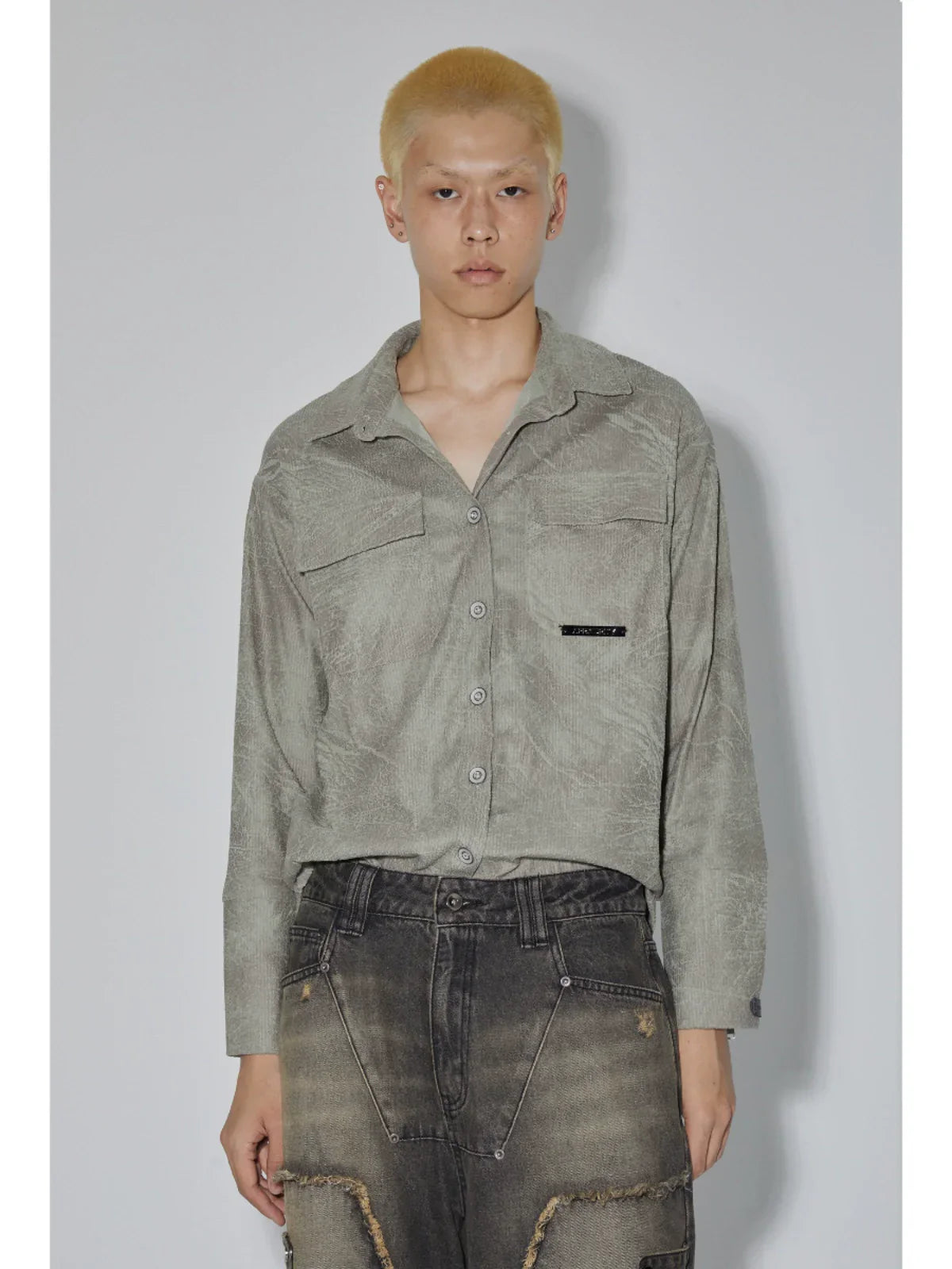 Swamp Green Textured Long Sleeve Shirt