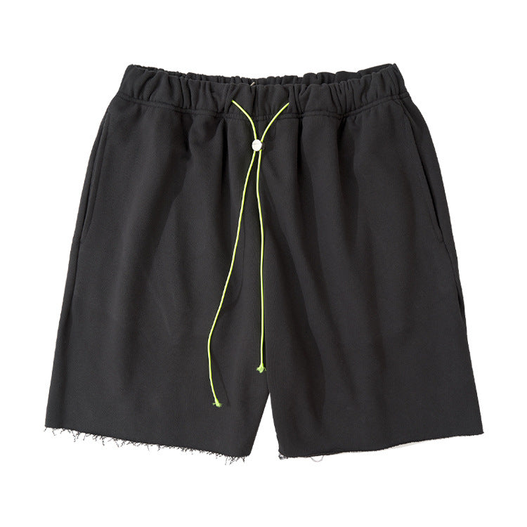 Frayed Hem Drawstring Cotton Short Pants
