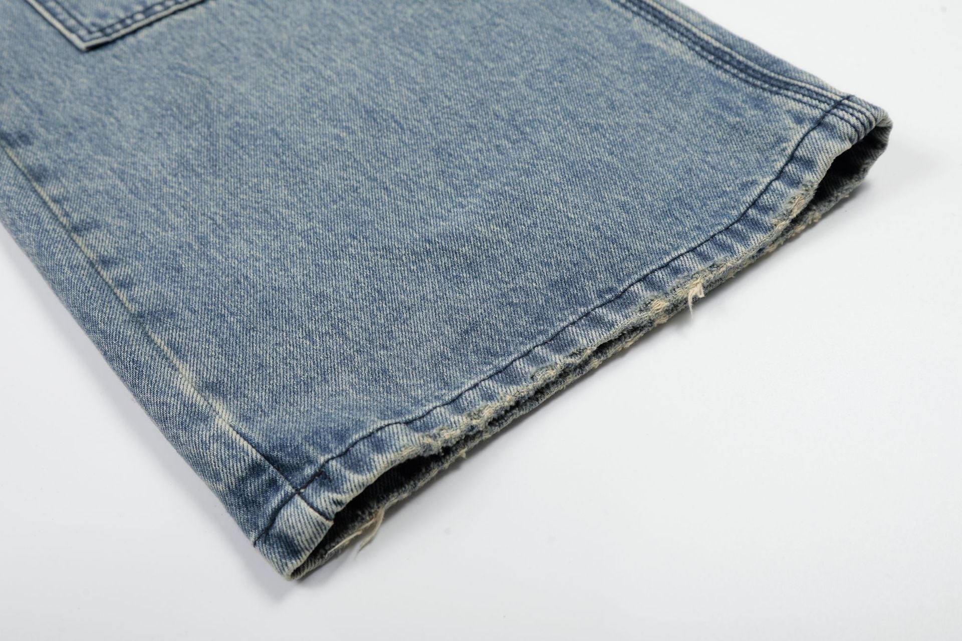 Washed Deconstruction Damage Wide Leg Denim Jeans