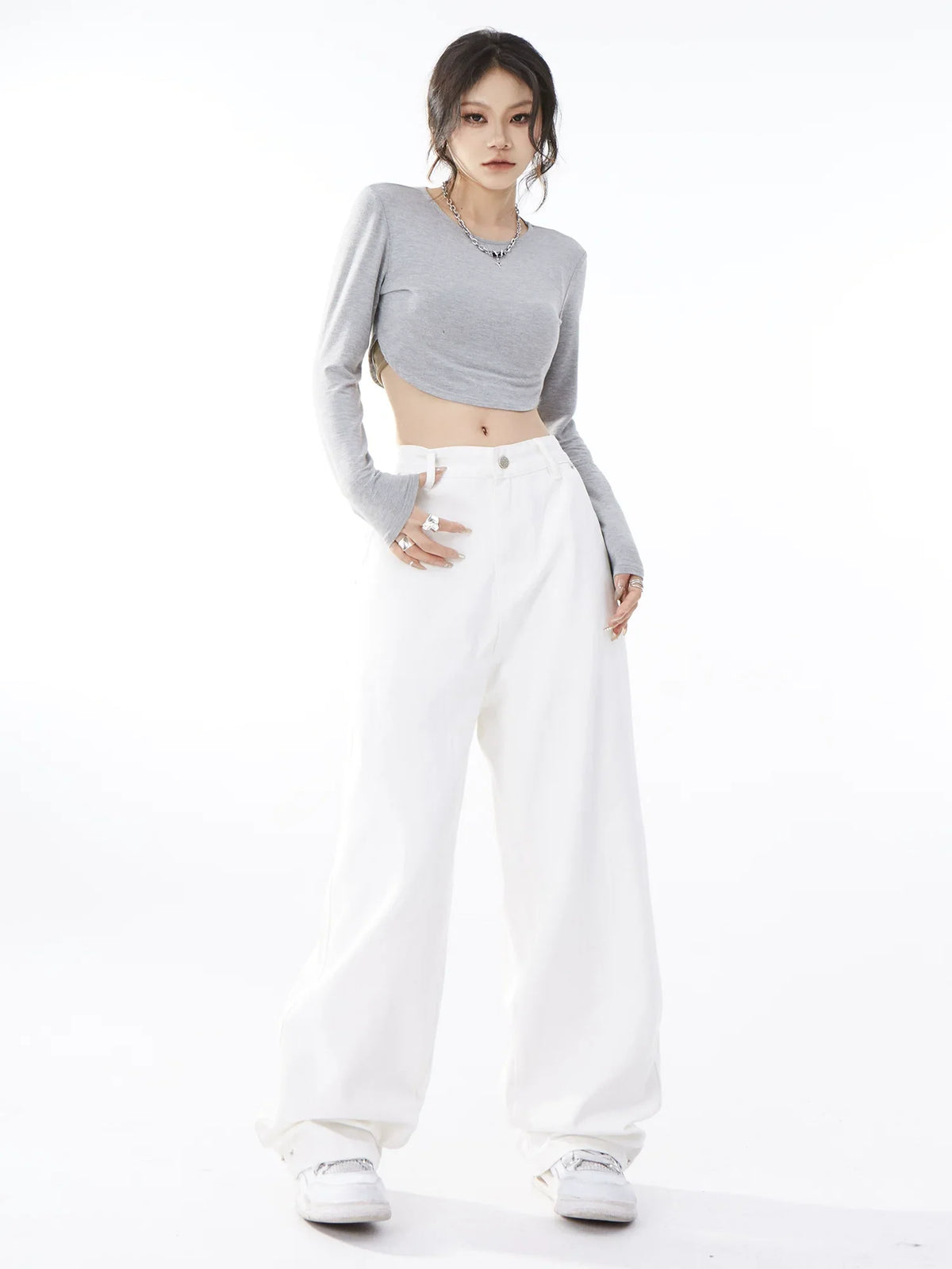 Pantalon long droit à jambes larges