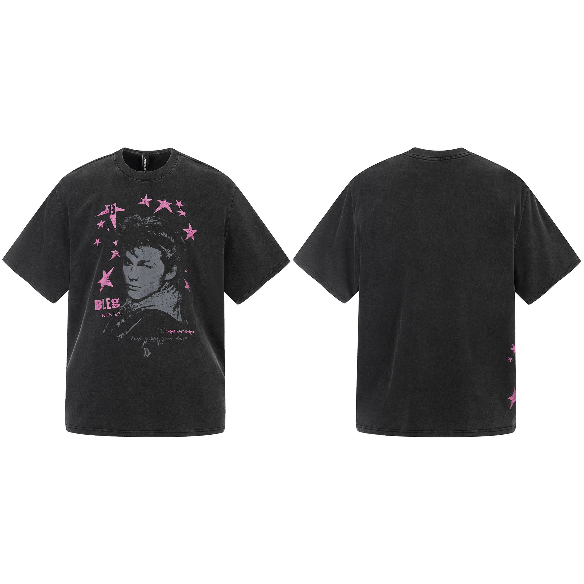 Washed Star Portrait Print Short Sleeve T-Shirt