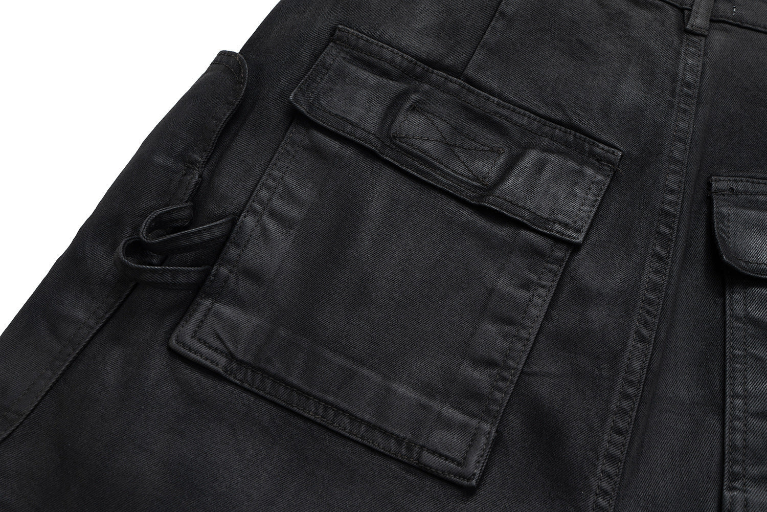 Washed Coating Cargo Pocket Denim Jort