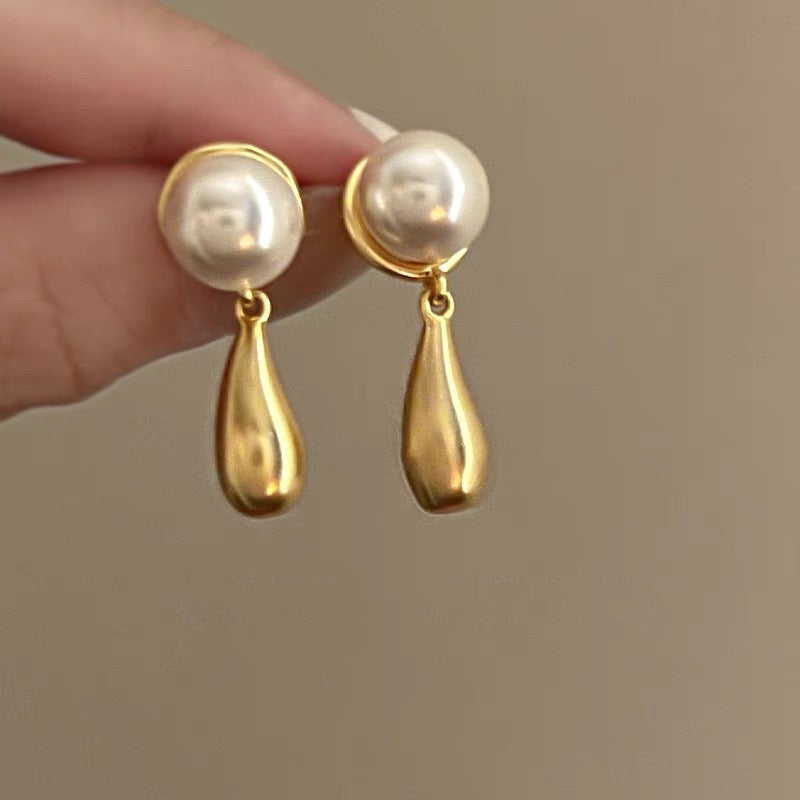 French Vintage Pearl Metal  Earrings