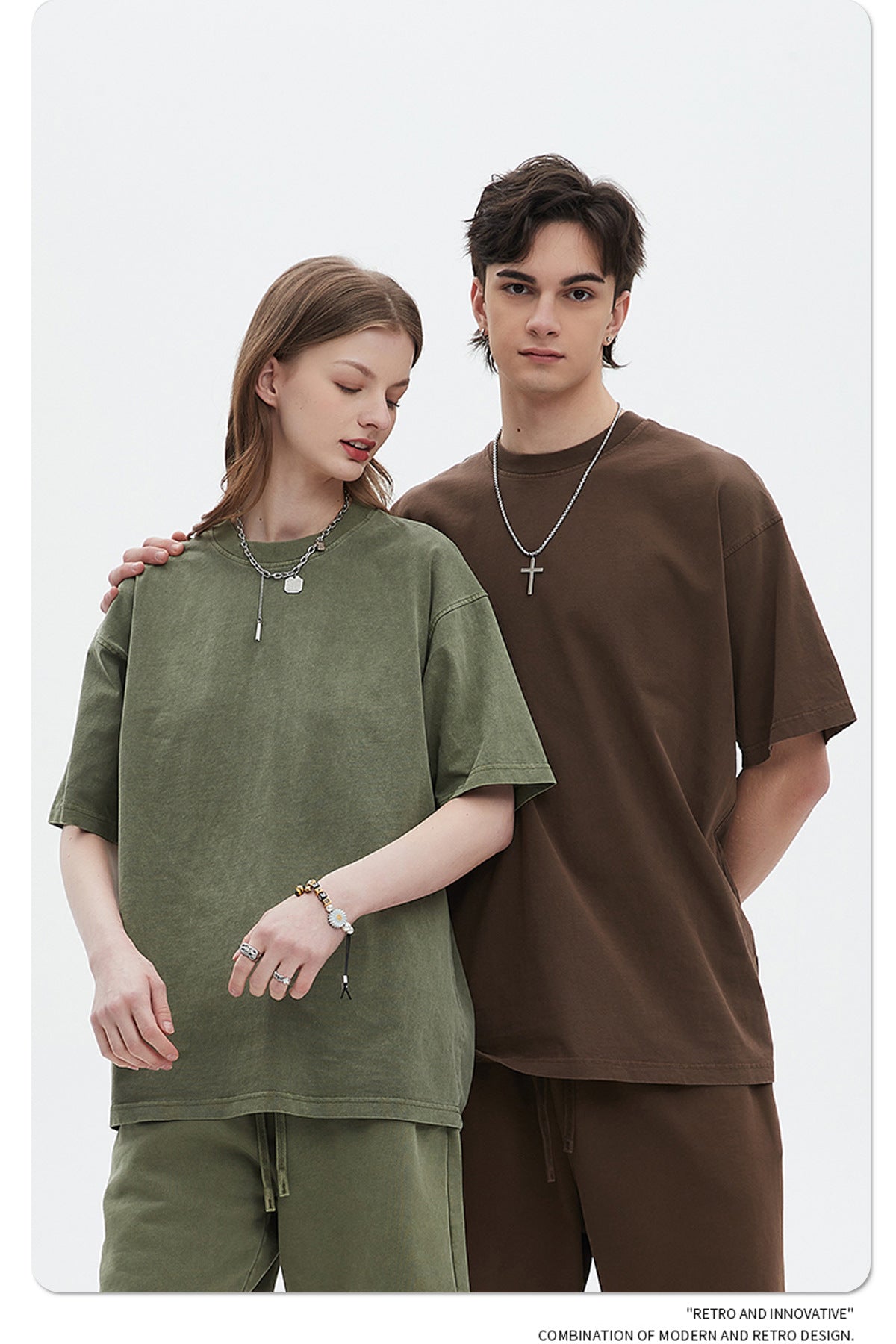 Oversize Washed Short-sleeve-T-shirt & Washed Short Sweatpants Setup