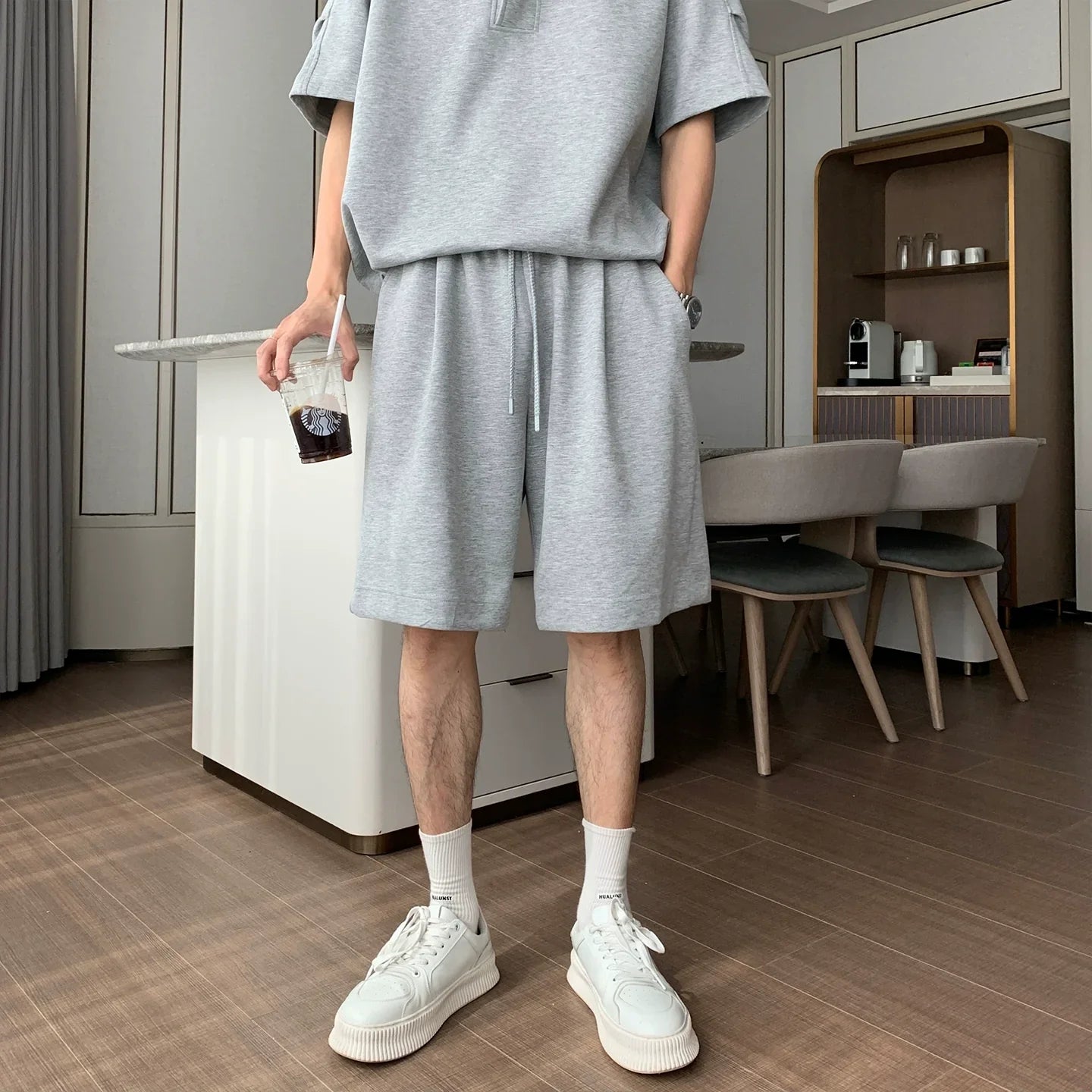 Sporty Short Sleeve Hooded T-Shirt & Short Pants Setup