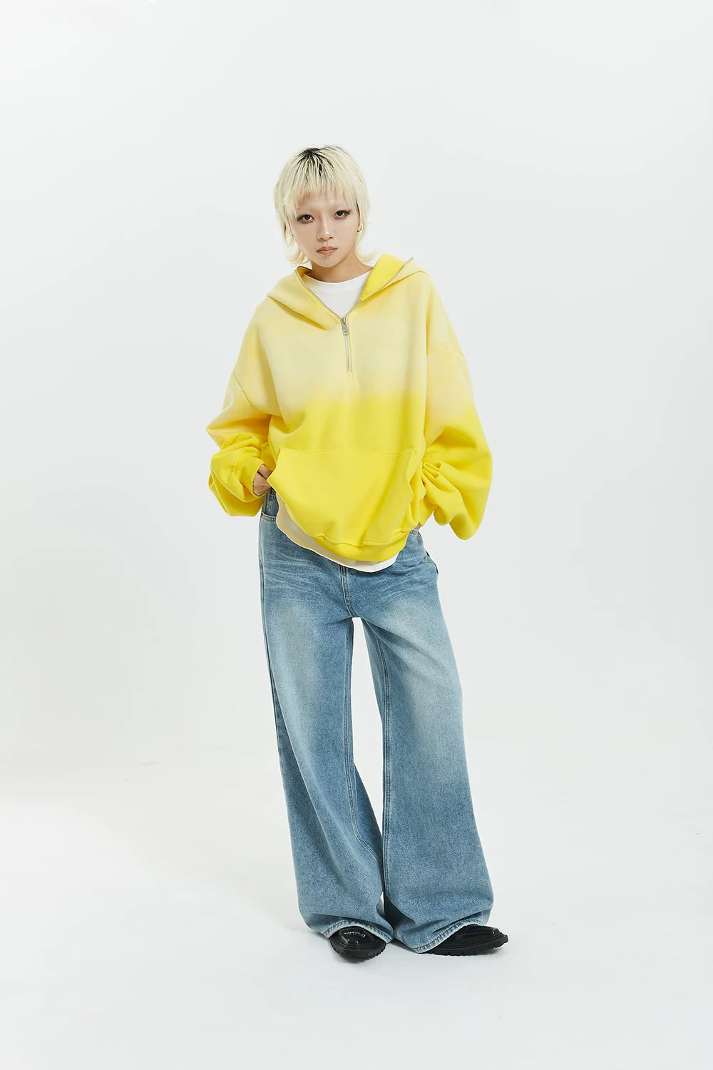 Gradient Half Zip Oversize Hoodie