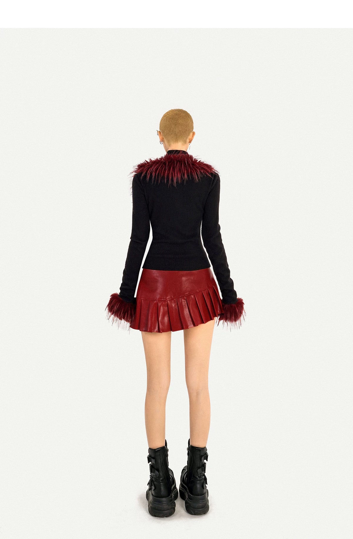 PU Leather Snake Print Short Skirt