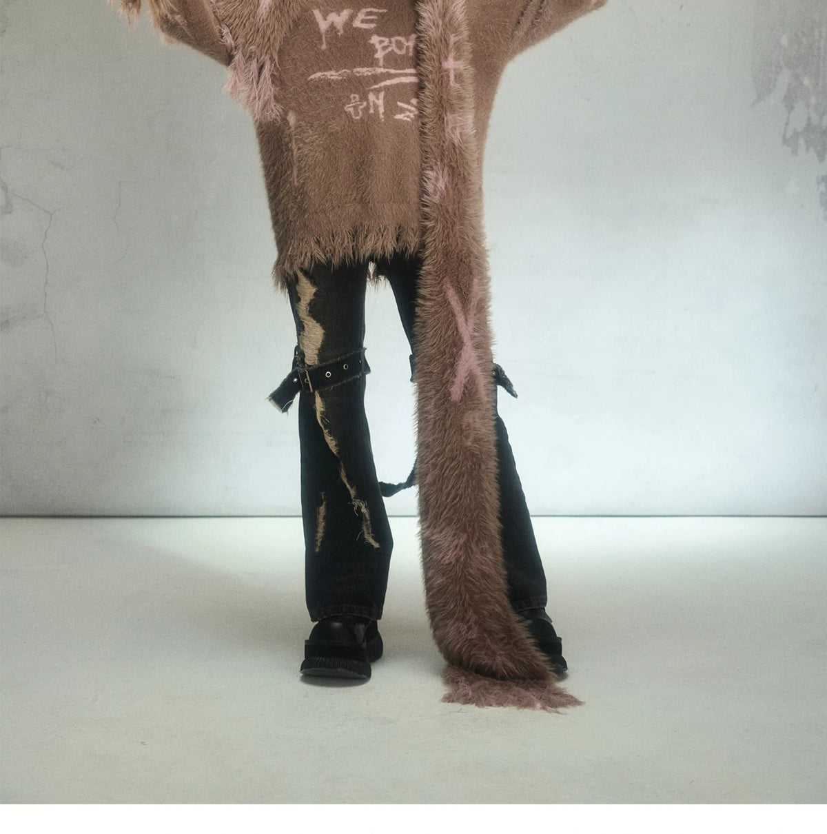 Graffiti Jacquard Oversize Pullover Knit Sweater