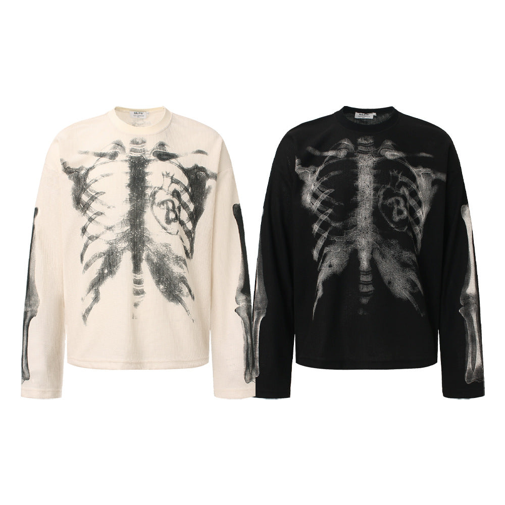 Abstract Pattern Waffle Long Sleeve T-Shirt