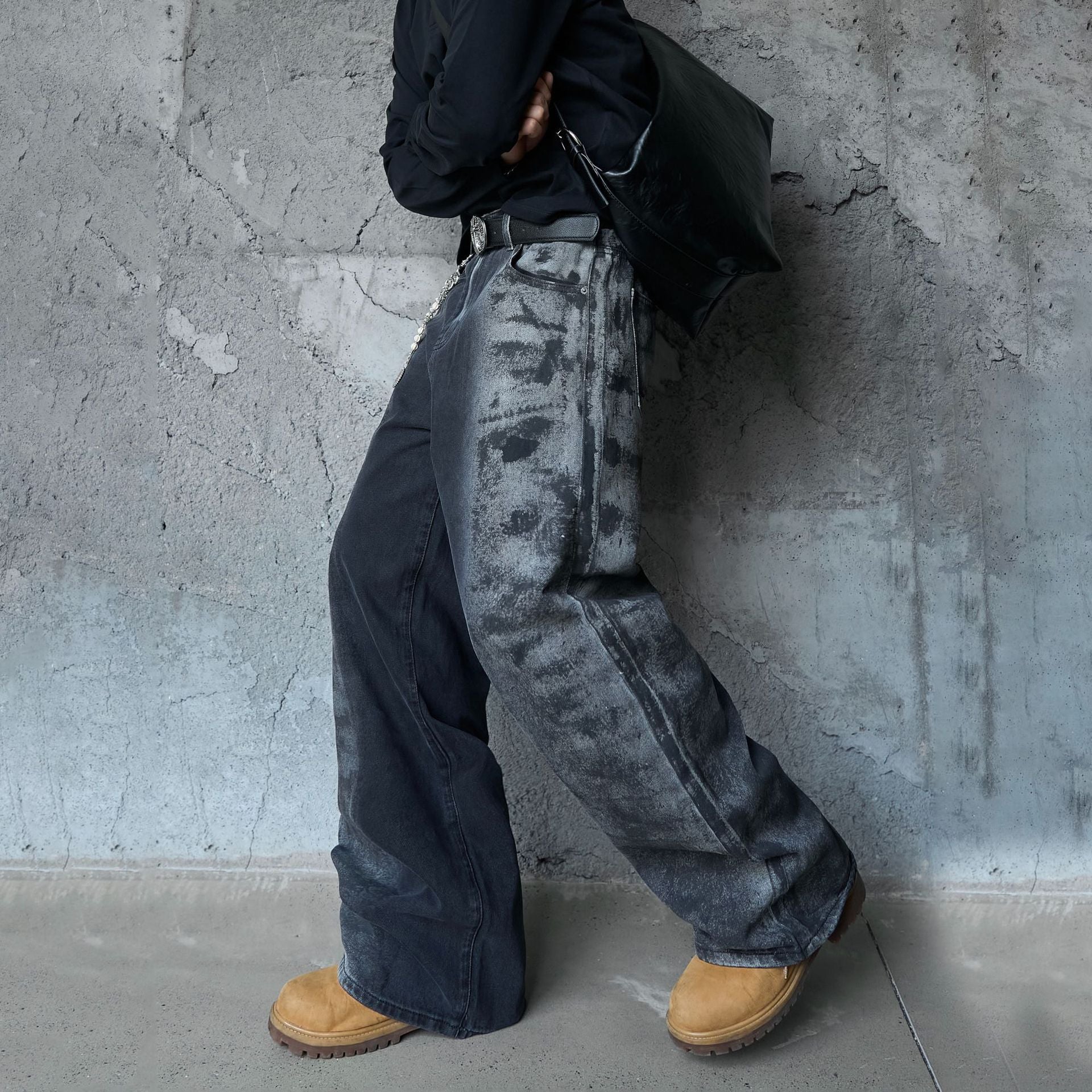 Washed Wide Leg Denim Jeans