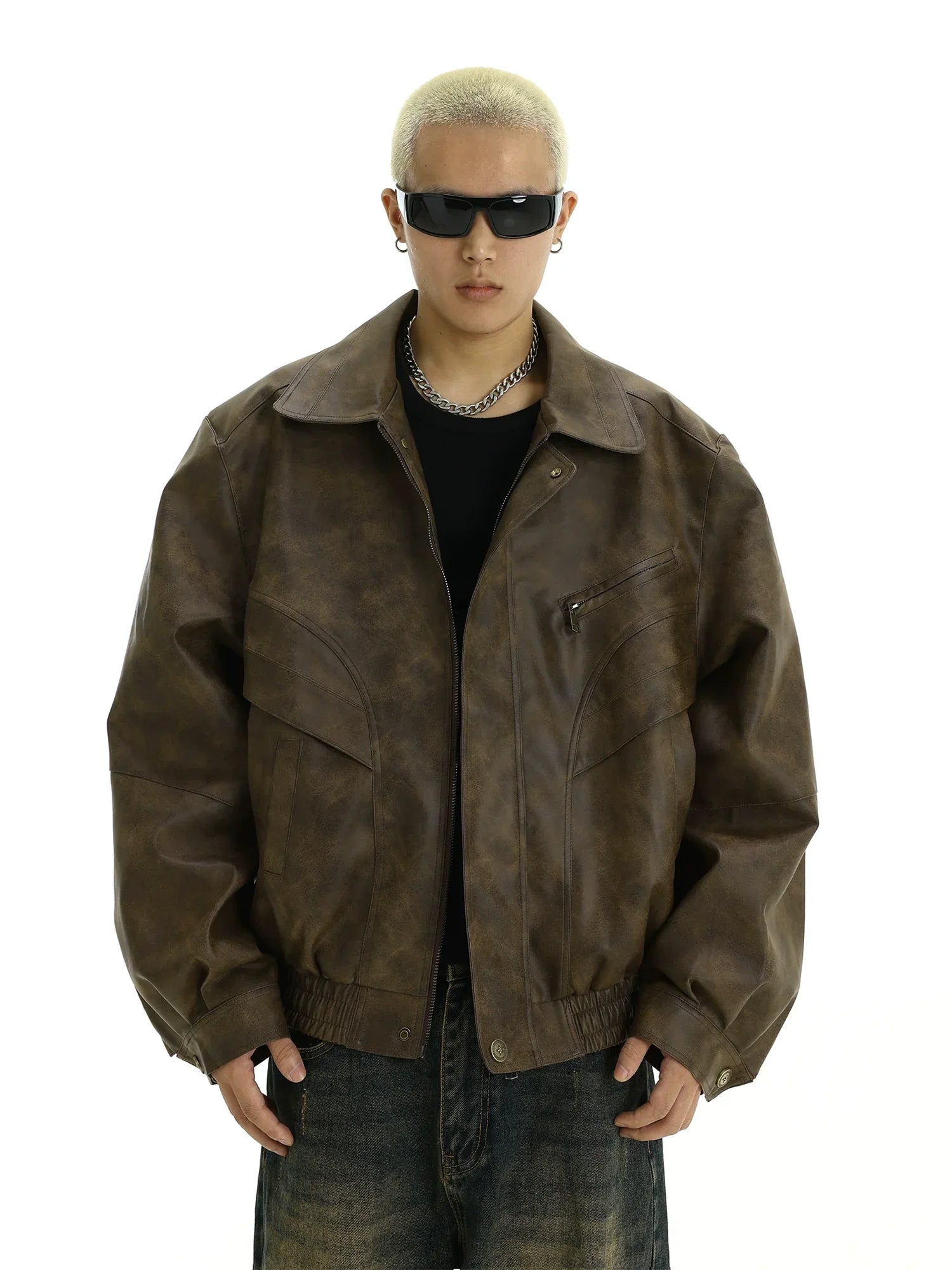 PU Leather Zipper Jacket