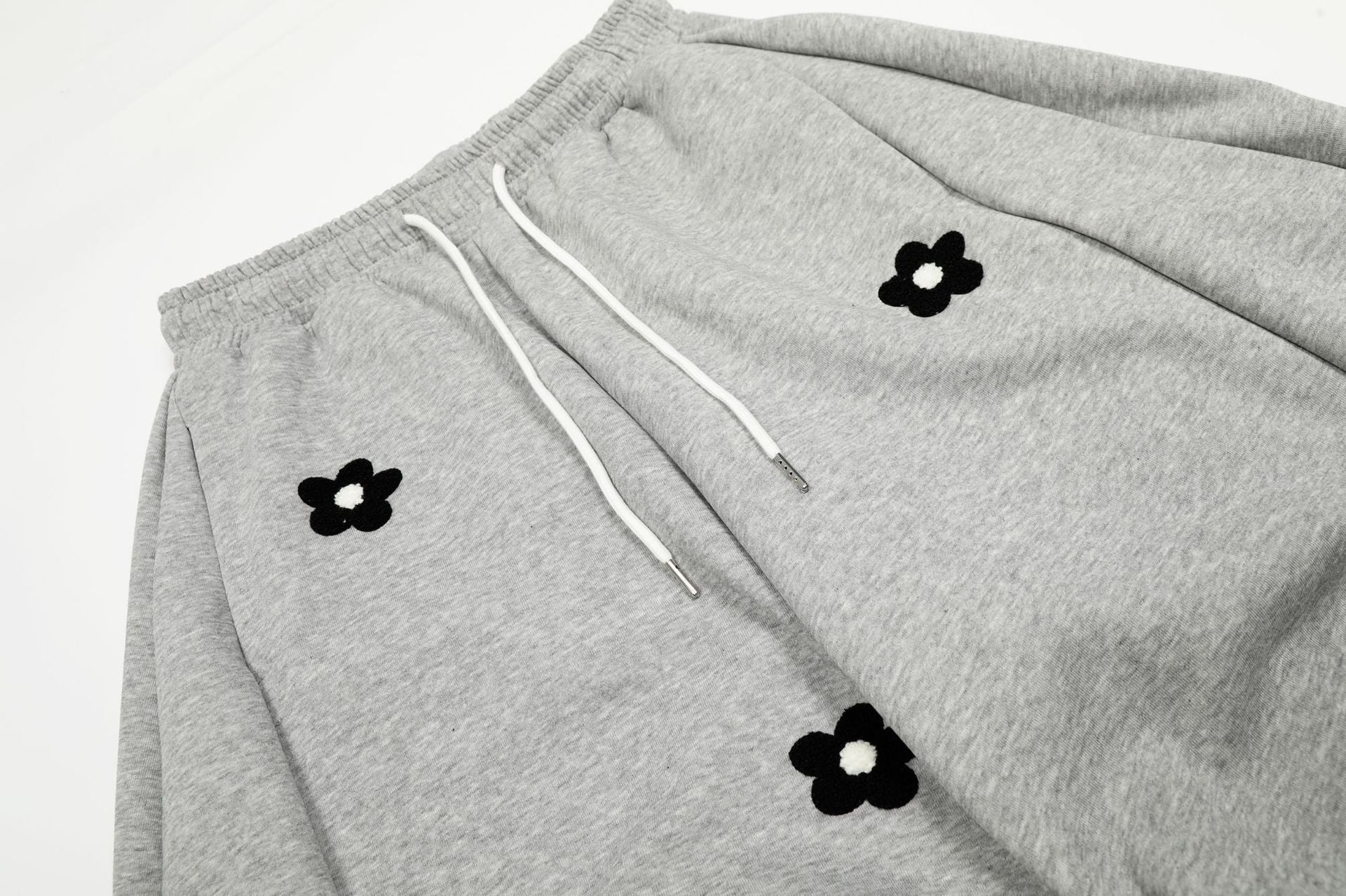 Flower Print Drawstring Wide Leg Sweatpants