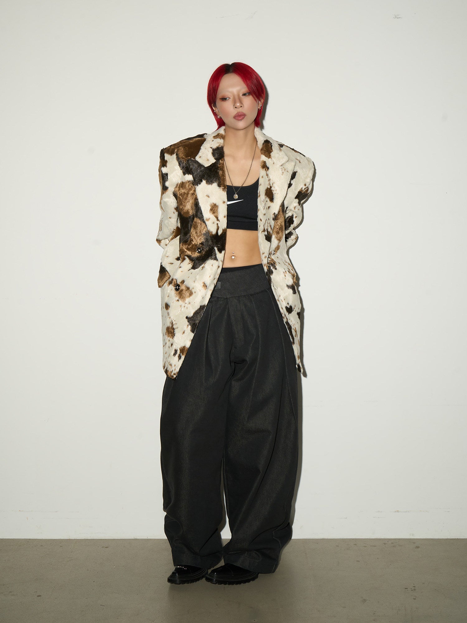 Buckle Design Wide Leg Trousers