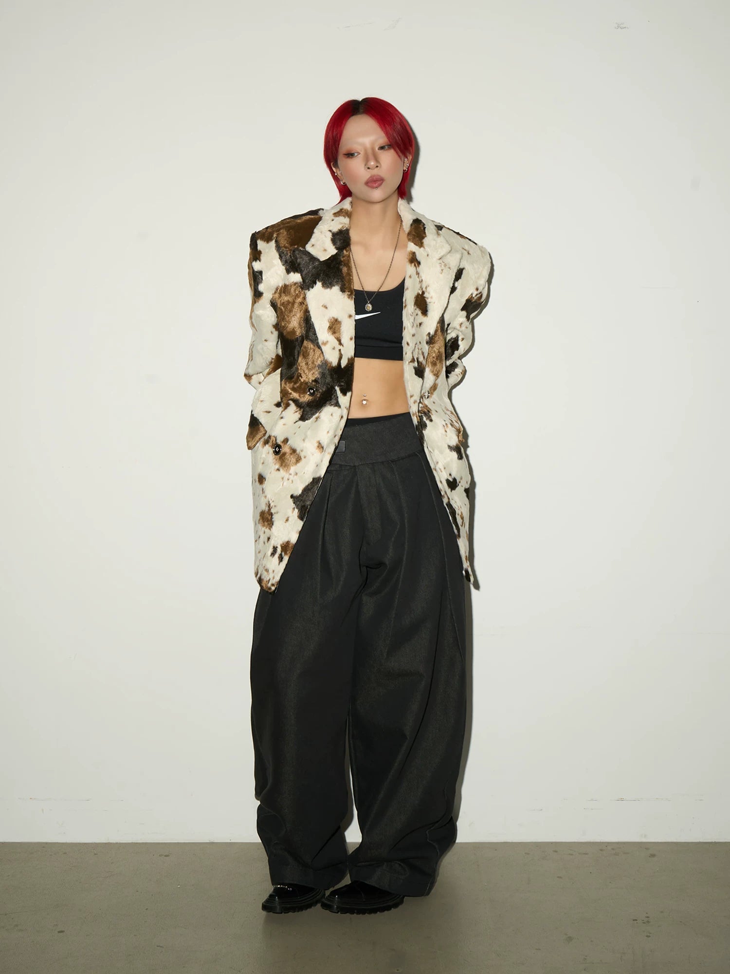 Buckle Design Wide Leg Trousers