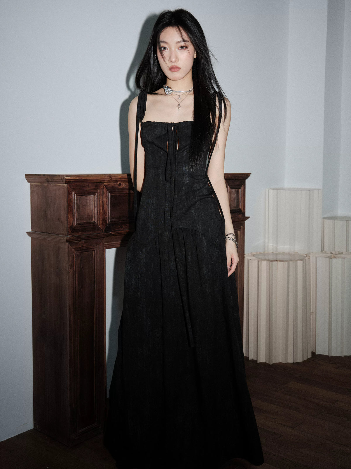 Relaxation Waist Long Camisole Dress