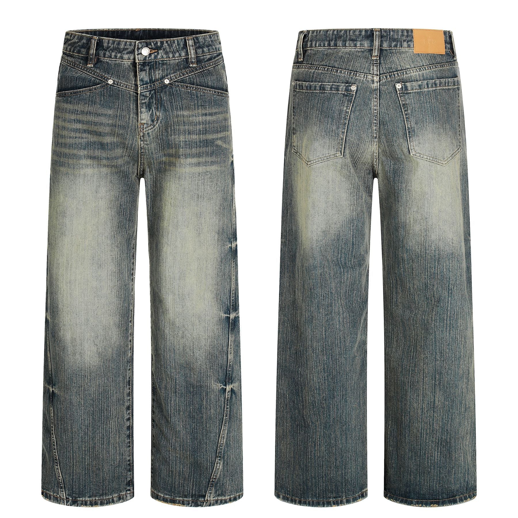 Fade Washed Straight Denim Jeans
