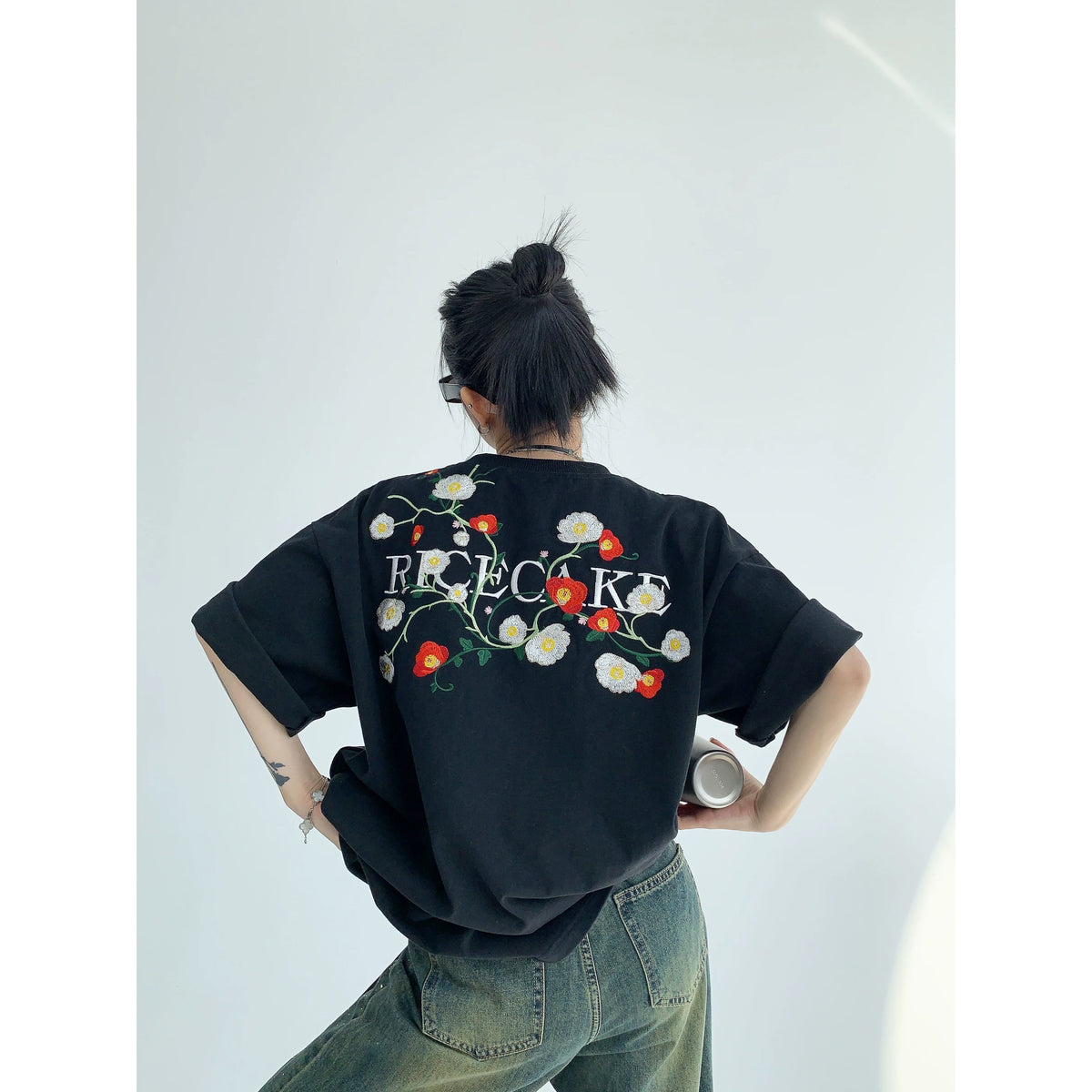 Oversized Flower Print Short Sleeve T-Shirt