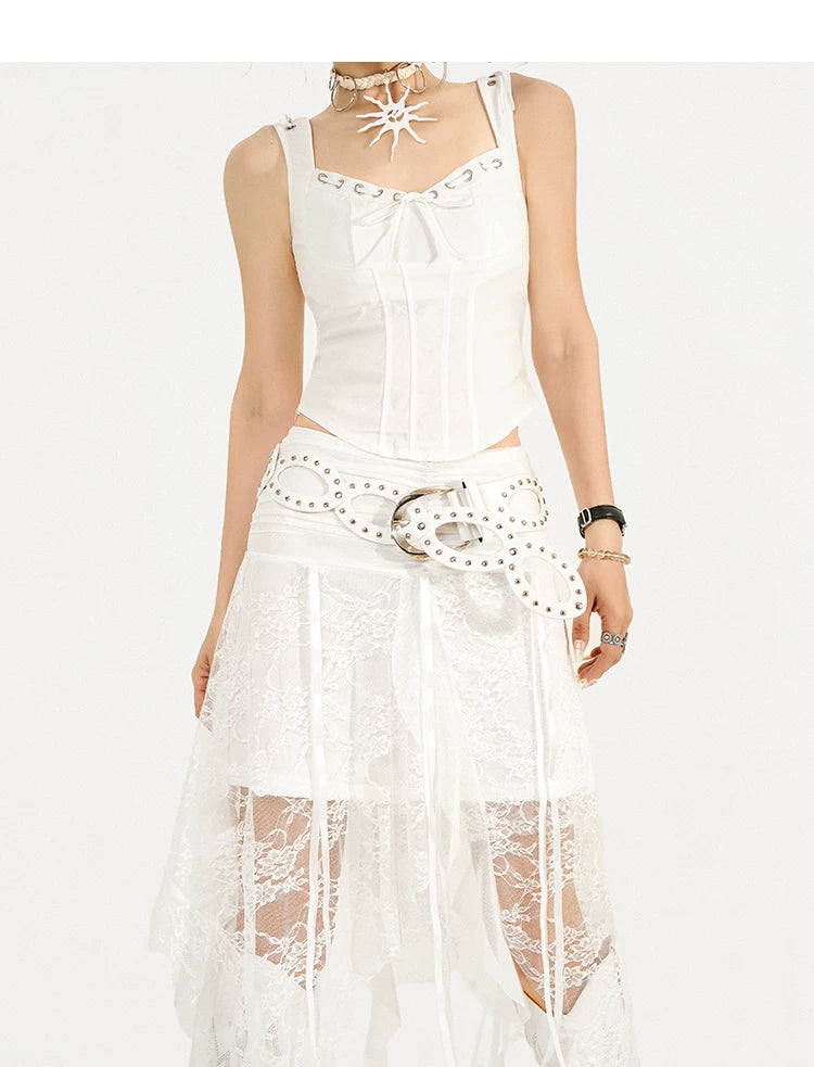 Cutout Ring PU Leather Furry Belt