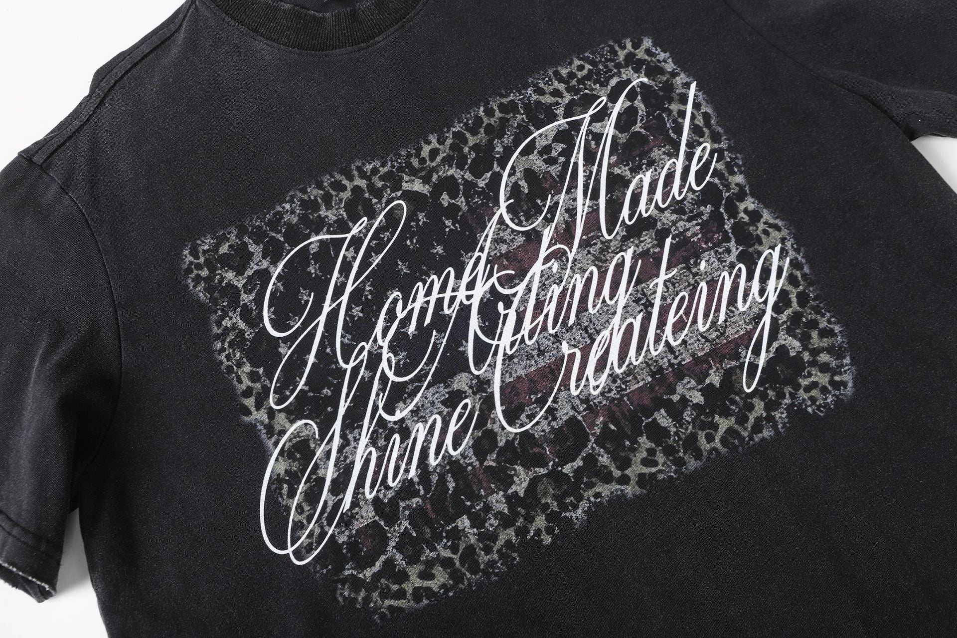 Fake Layered Camo Letter Print Washed Long Sleeve T-Shirt