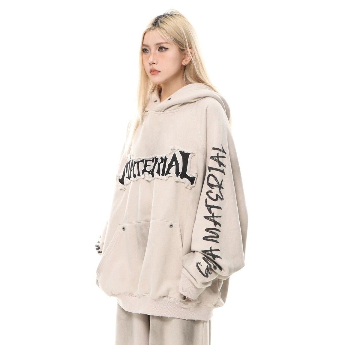 Heavyweight Washed Patch Embroidery Pullover Hoodie