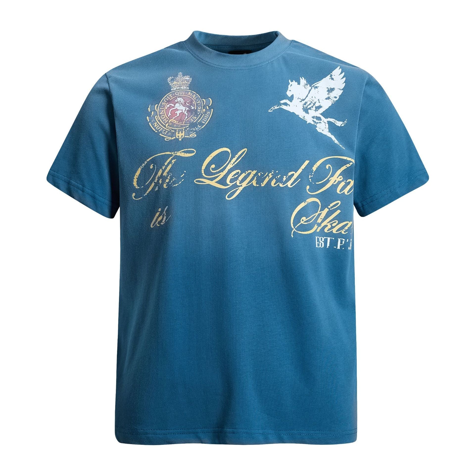 Washed Damage Badge Short Sleeve T-Shirt