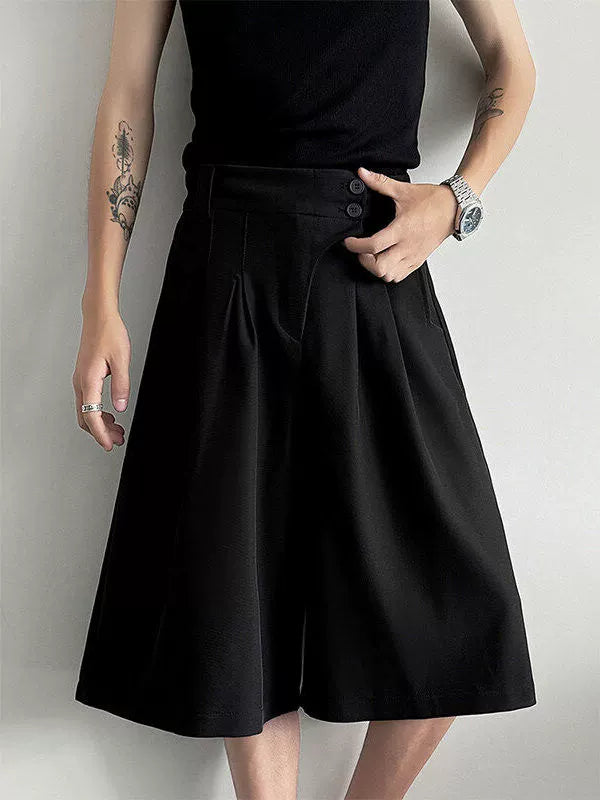 Button Detail Wide Leg Short