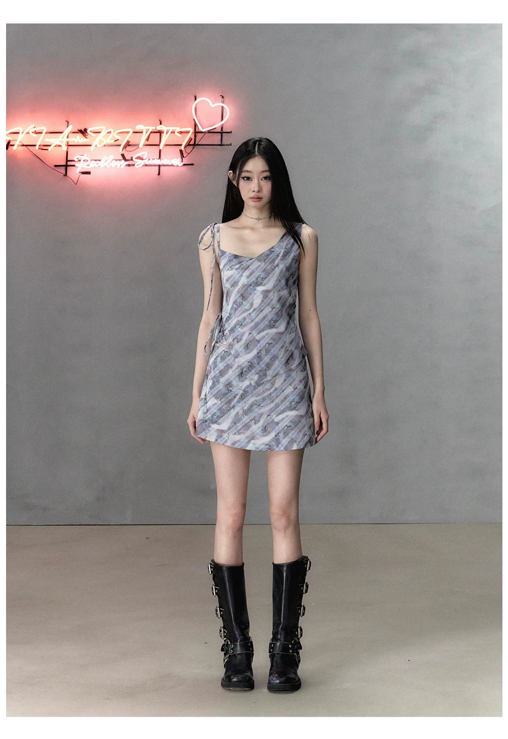 Colorful Plaid Camisole & A-Line Short Skirt Setup