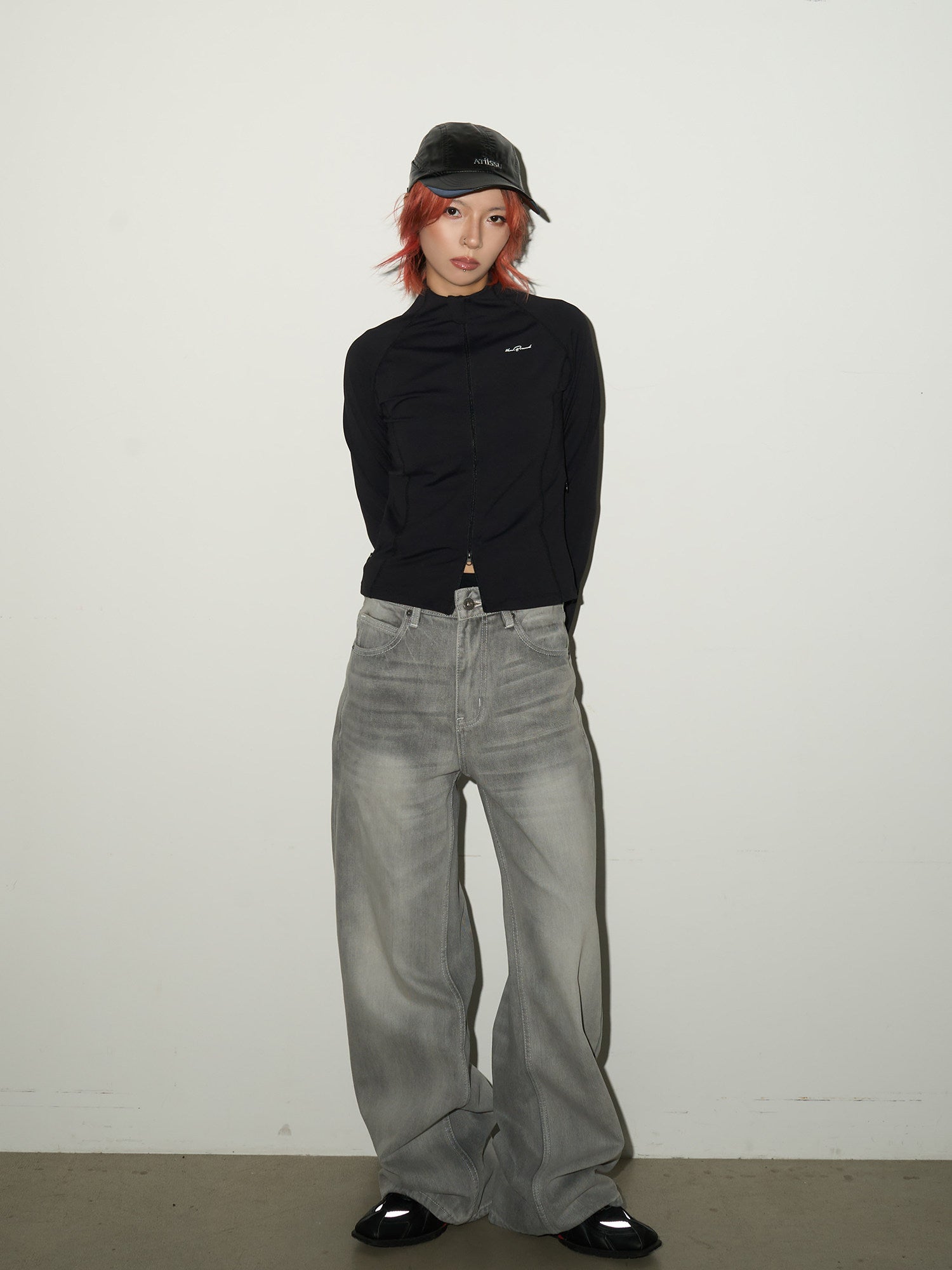 Washed Wide Leg Denim Jeans