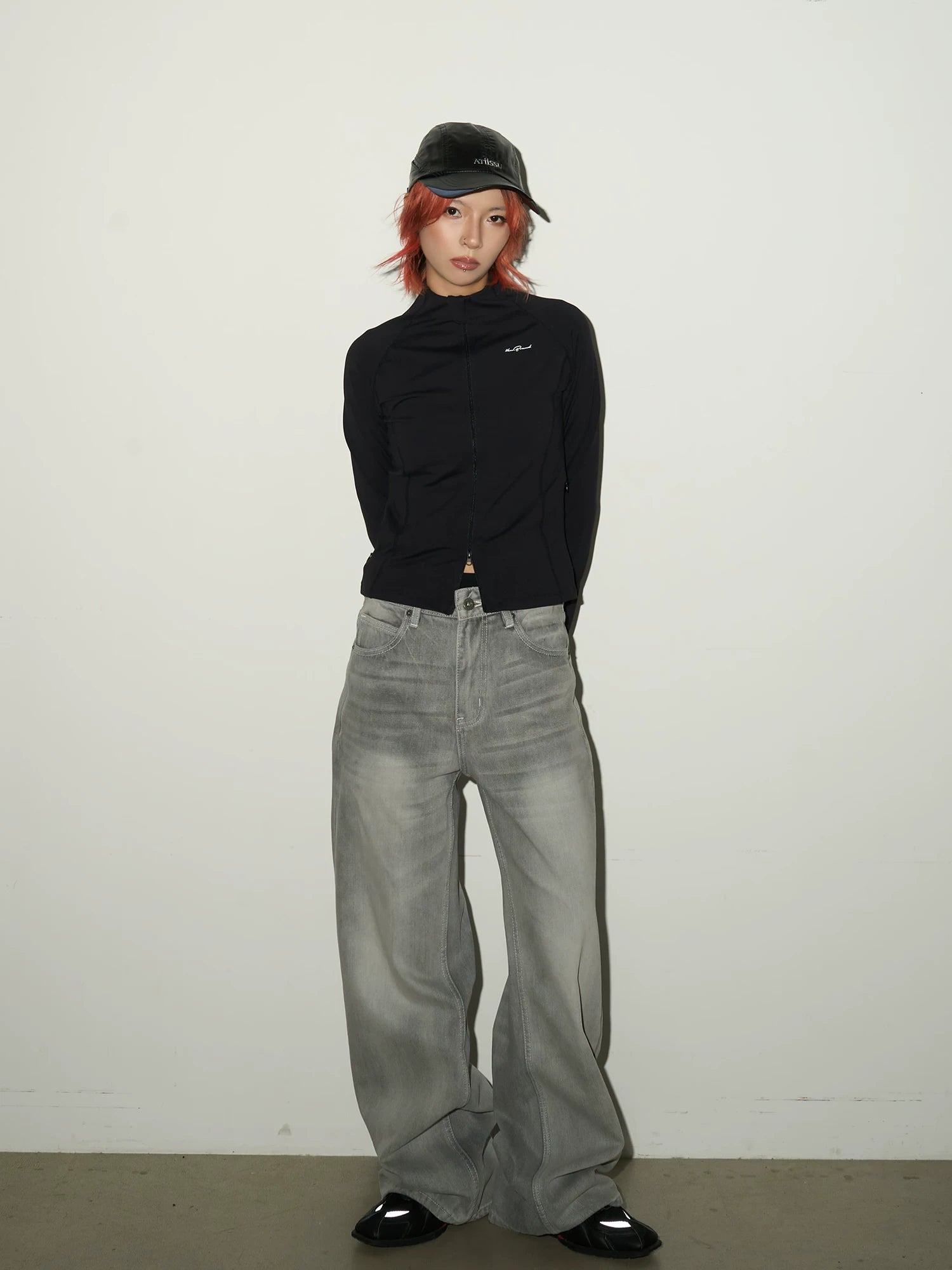 Washed Wide Leg Denim Jeans