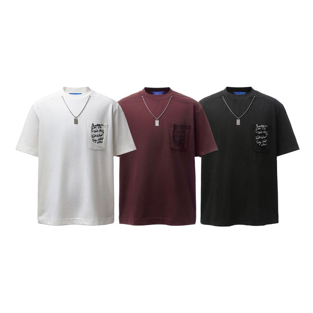 Necklece Design Heavyweight Washed Oversize Short Sleeve T-Shirt