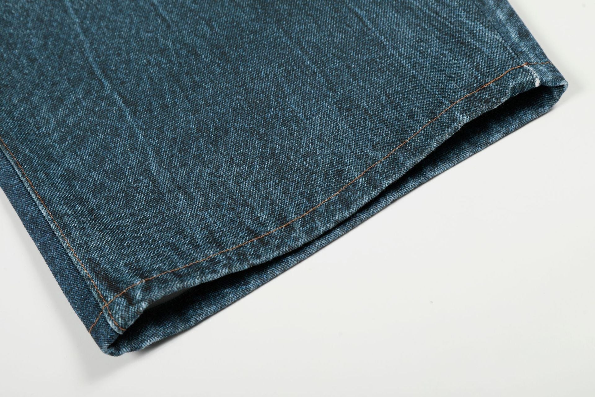 Washed 3D Print Curved Wide Leg Denim Jeans