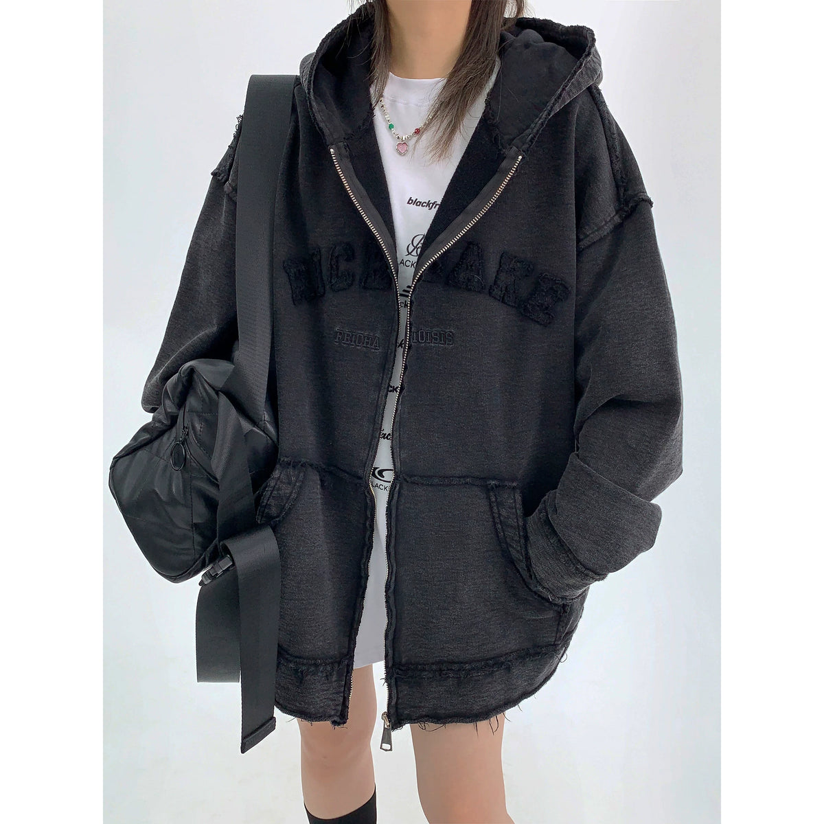 Damage Heavyweight Oversize Zipper Hoodie