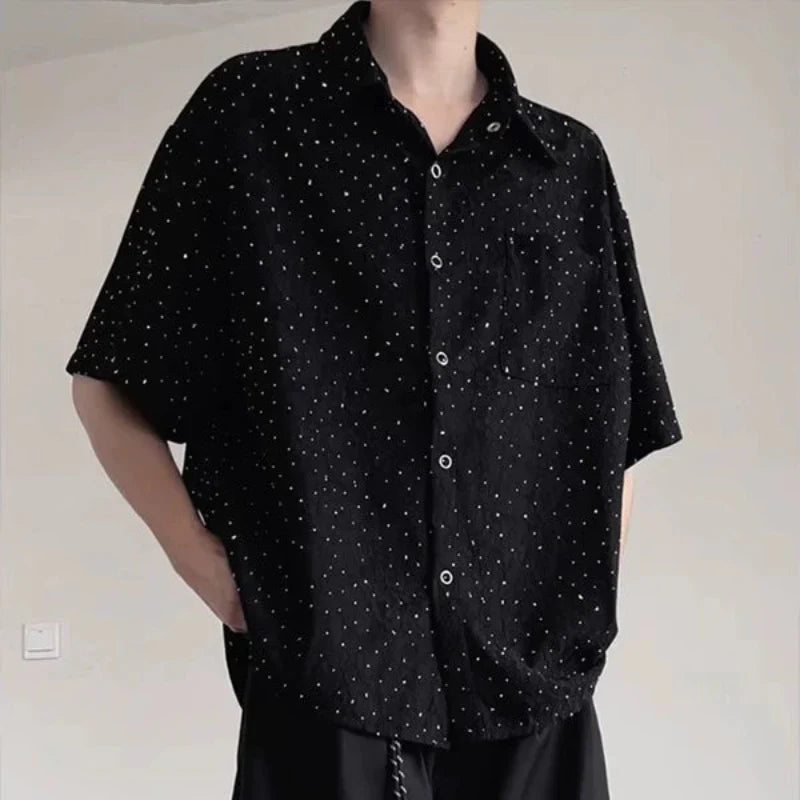 Starry Sky Design Oversize Short Sleeve Shirt