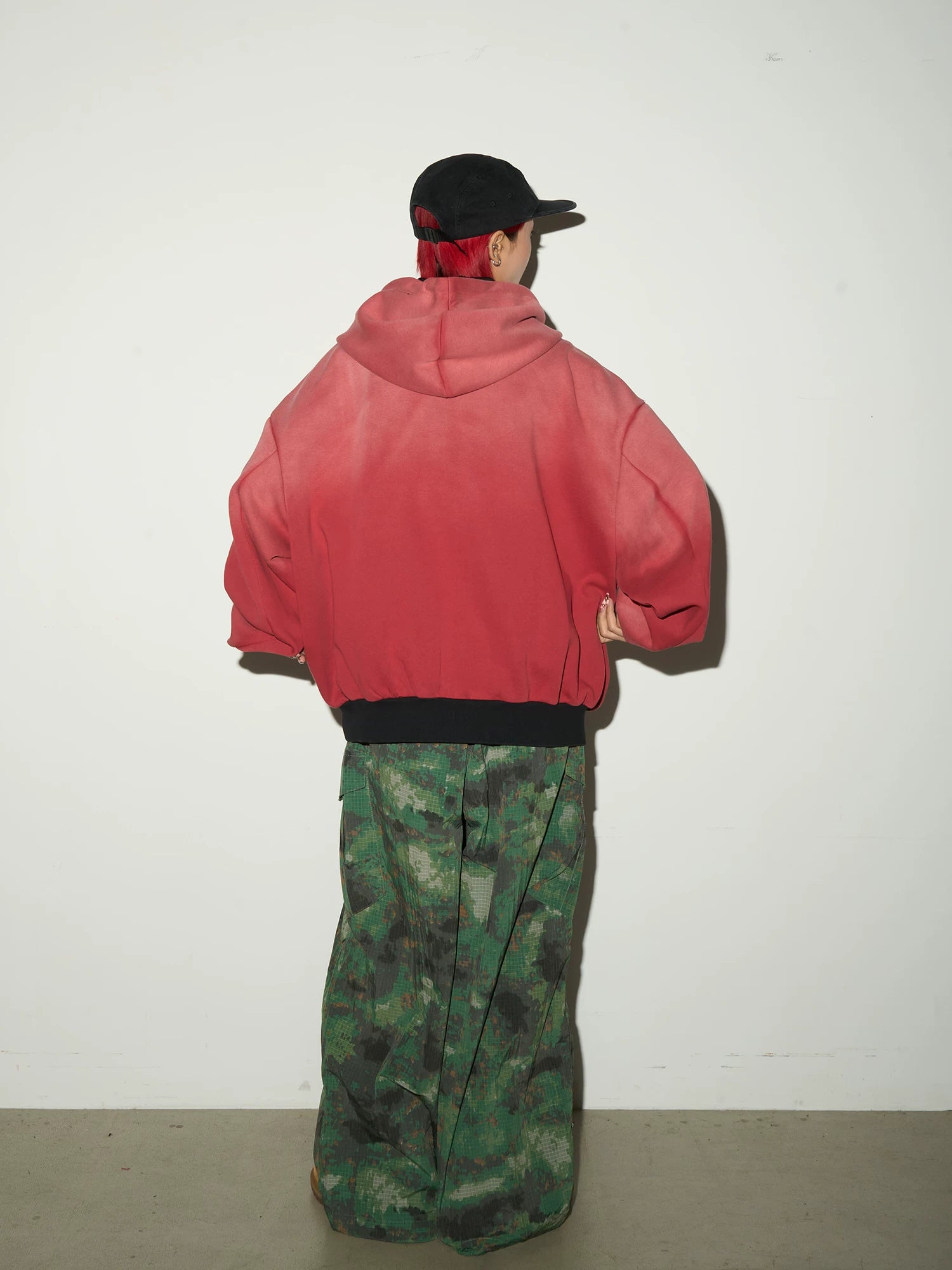 Gradient Embroidery Oversize Zipper Hoodie
