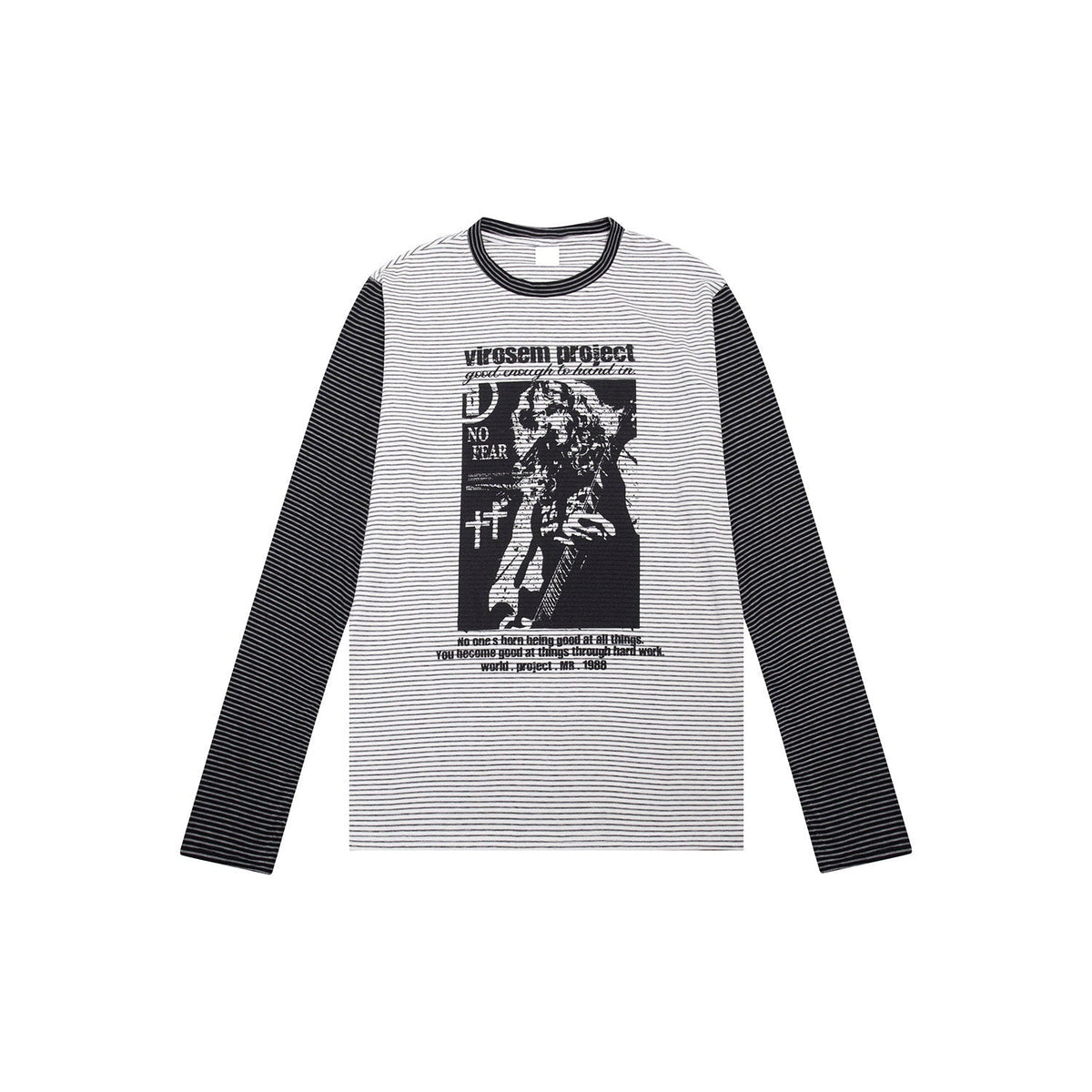 Stripe Graphic Print Layered Long Sleeve T-Shirt