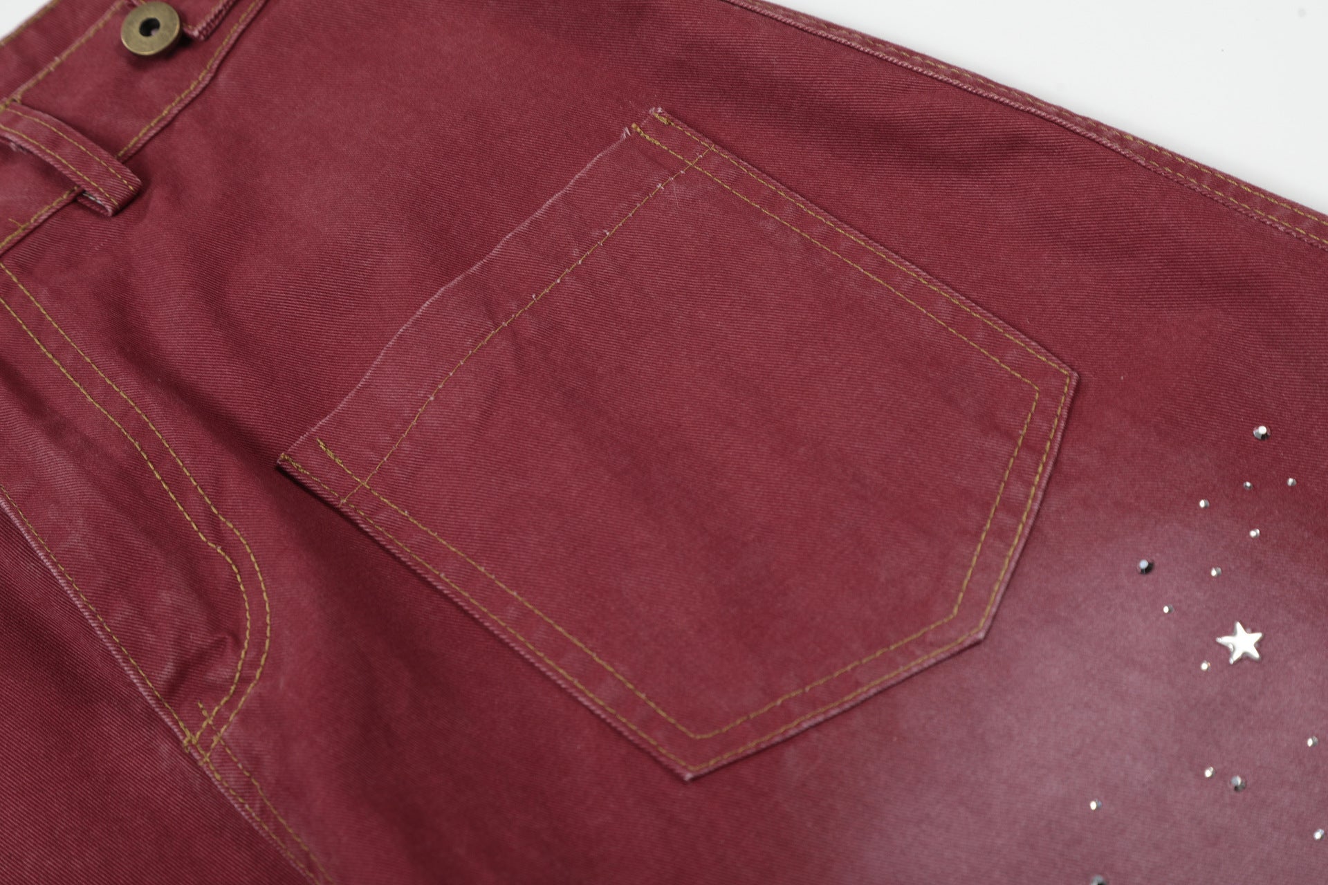 Washed Paint Studs Wide Leg Pants