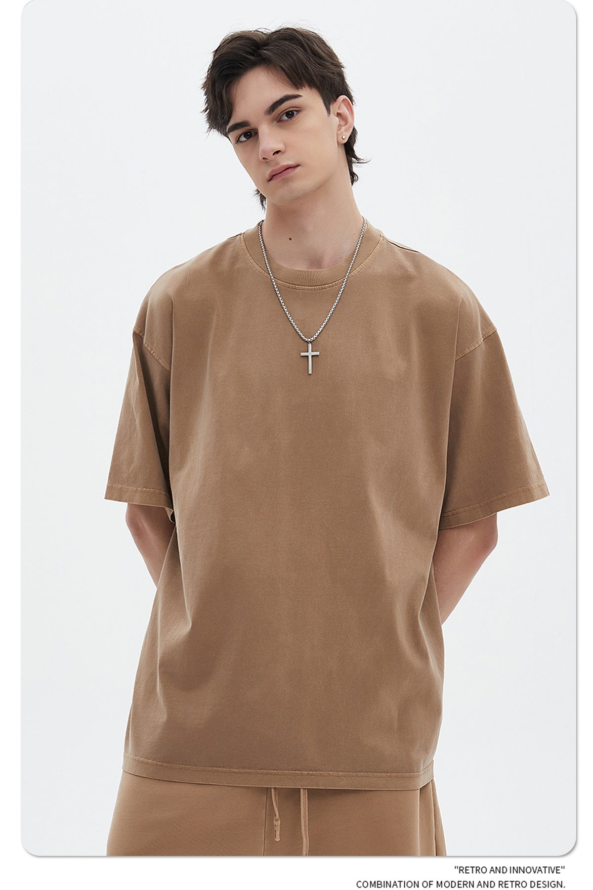Oversize Washed Short-sleeve-T-shirt & Washed Short Sweatpants Setup