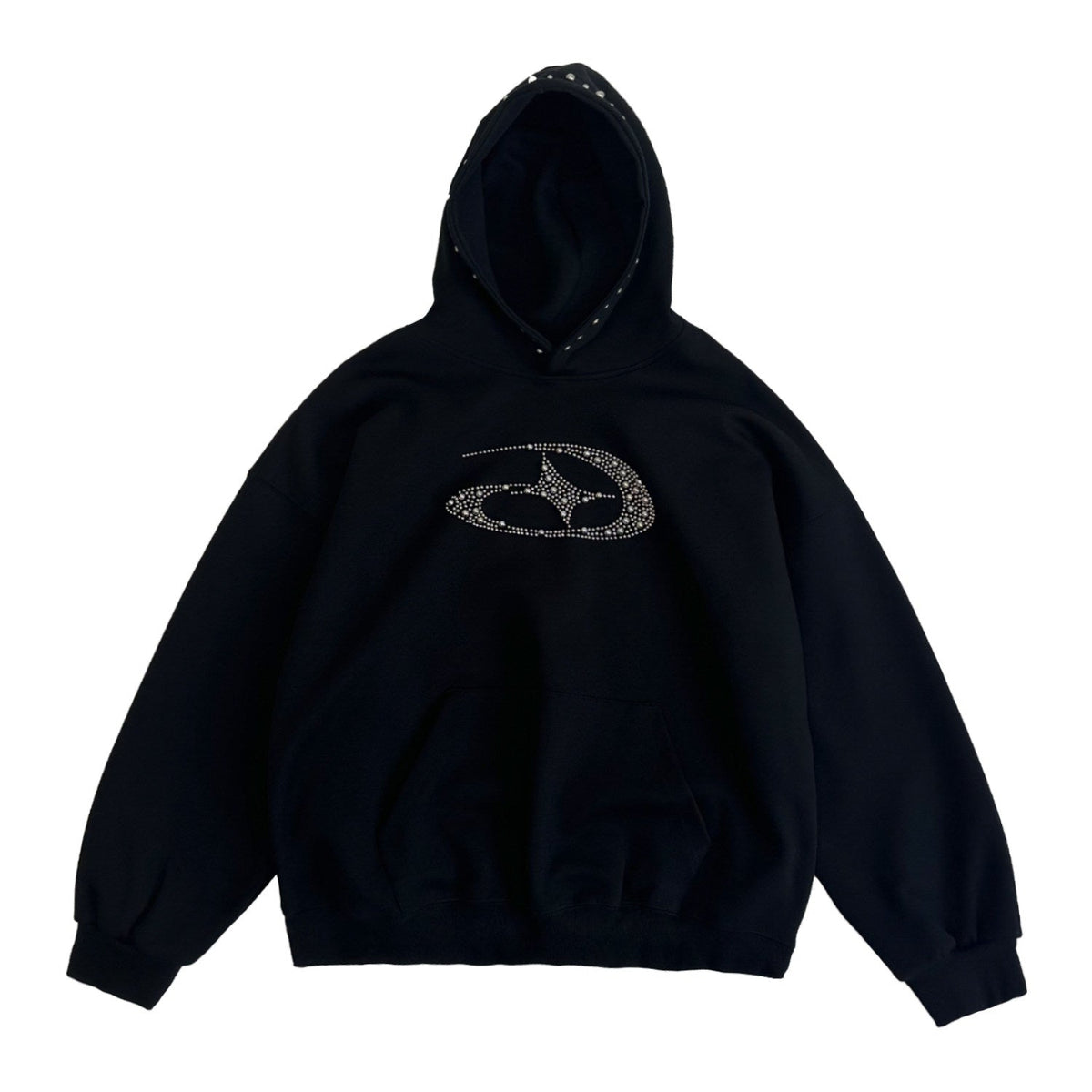 Studded Beaded Design Oversize Pullover Hoodie