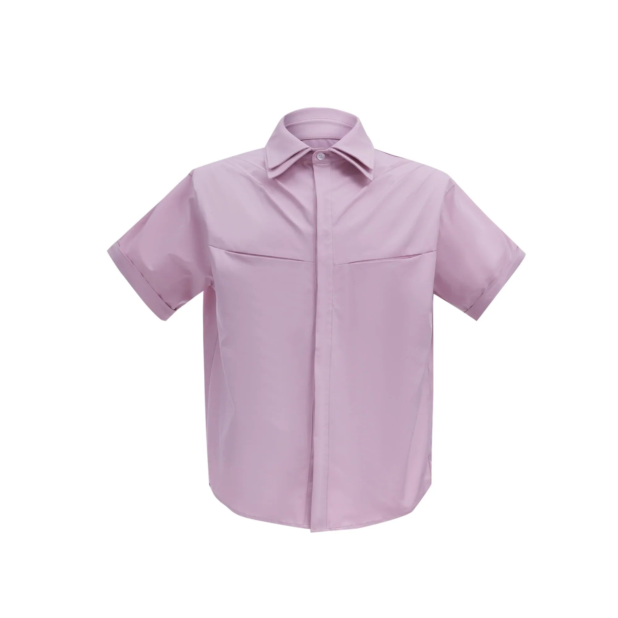 Double Layered Collar Shoulder Pads Plan Shirt