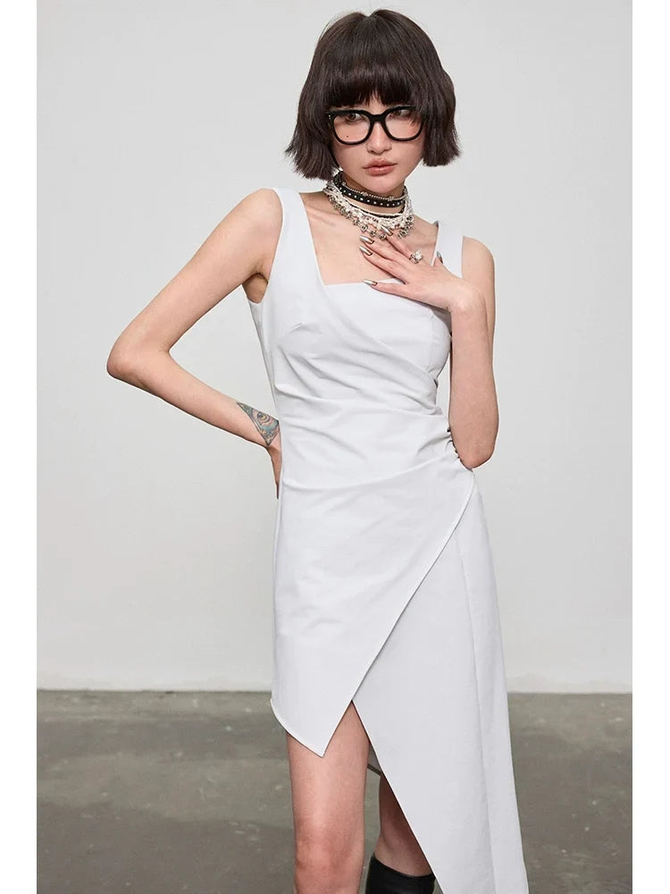 Tank Top Dress With Irregular Hem Length